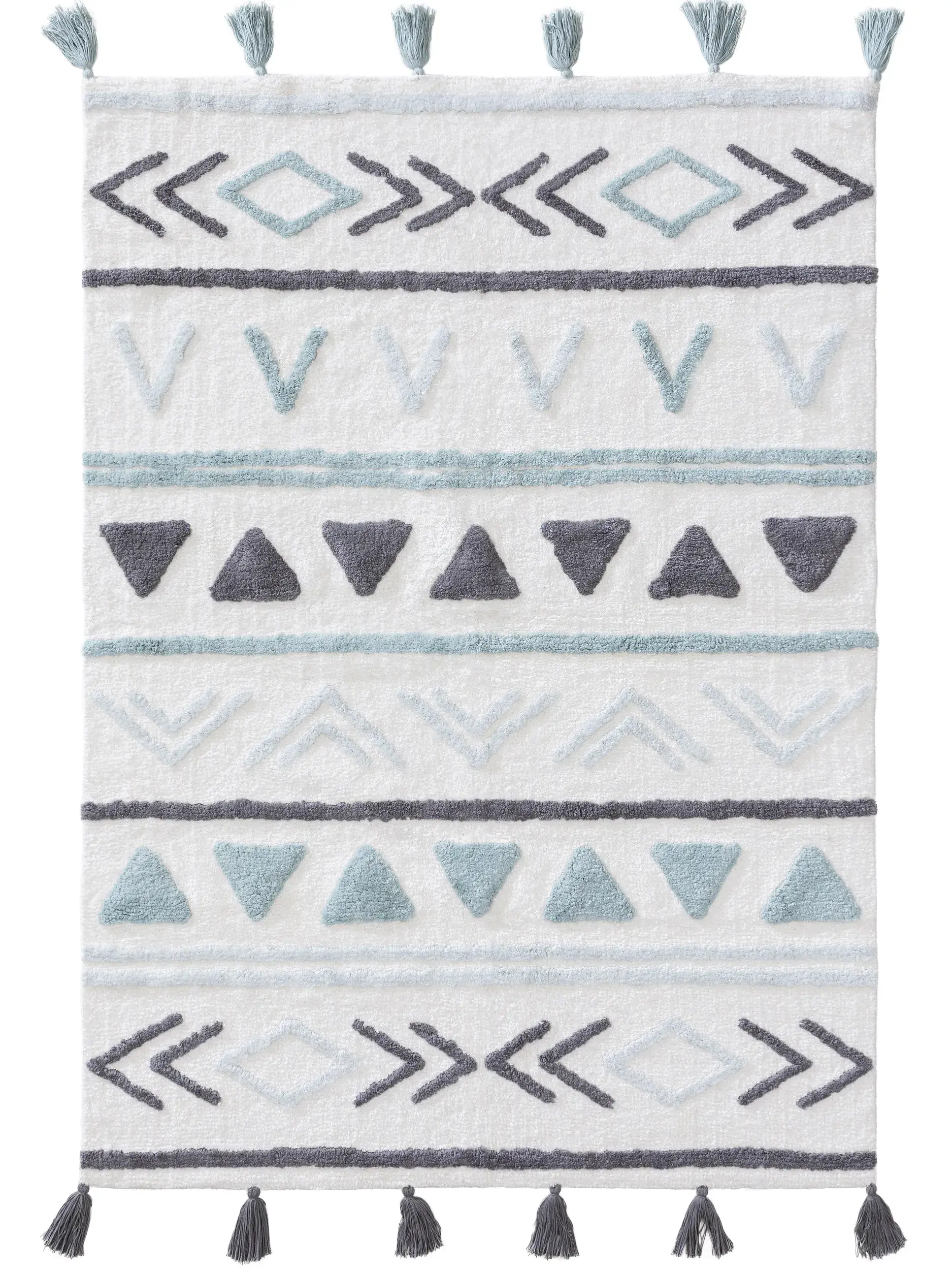 Tappeto di 100% Cotone in Azzurro con pelo alto 100% Cotone da Lytte