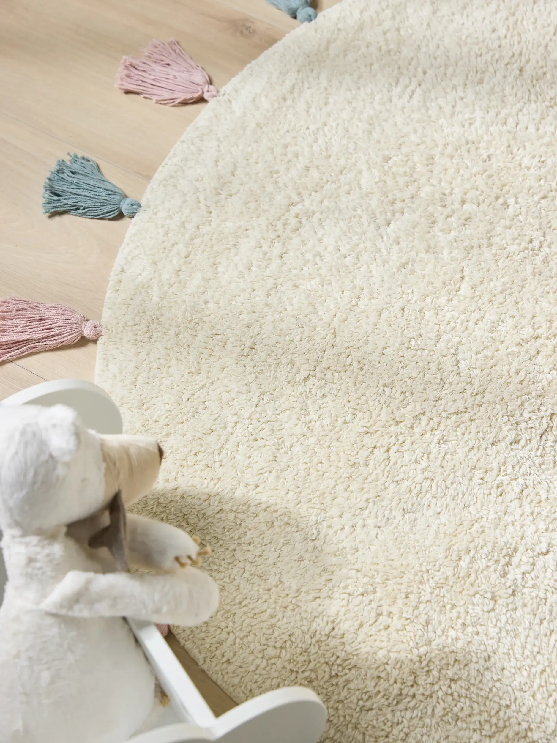 Teppich aus 100% Baumwolle in Beige mit 100% Baumwolle hohem Flor von Lytte