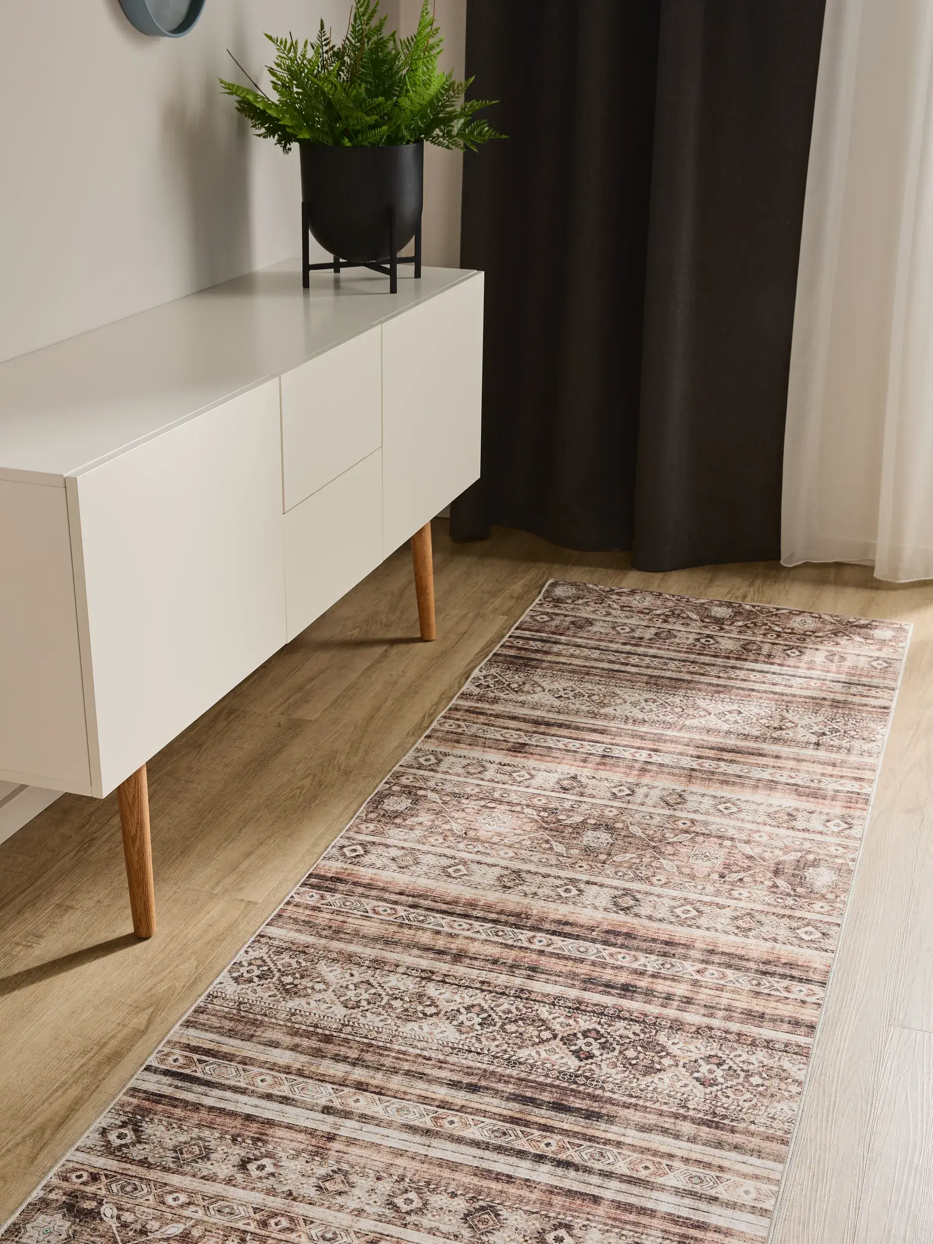 Rug made of 100% Polyester in Brown with a 100% Polyester high pile by benuta Basic