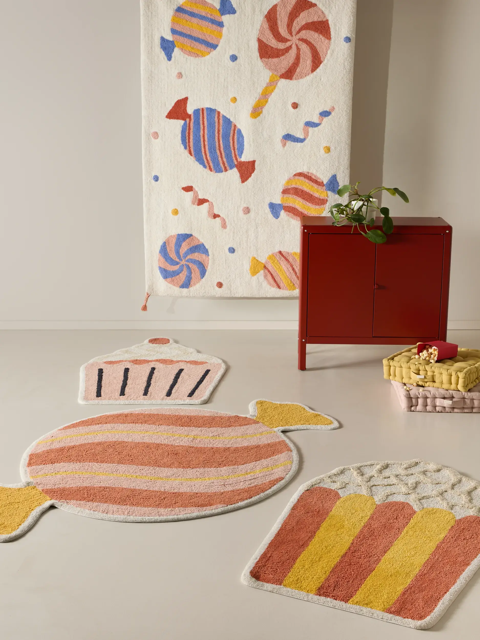 Rug Caramelle made of 100% Cotton (recycled) in Pink by Lytte