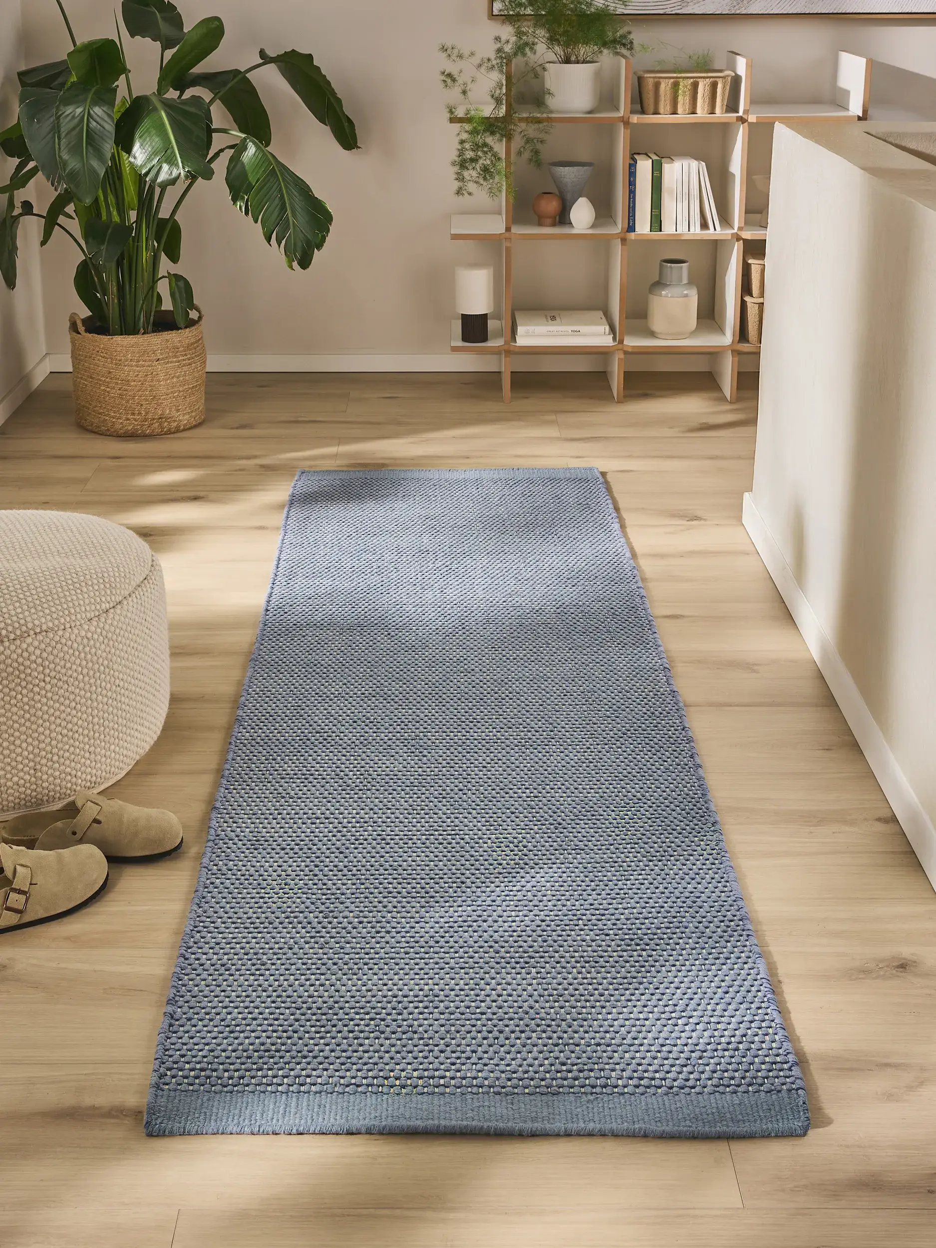 Vloerkleed Rocco van 80% Wol, 20% Katoen in Blauw van benuta pure