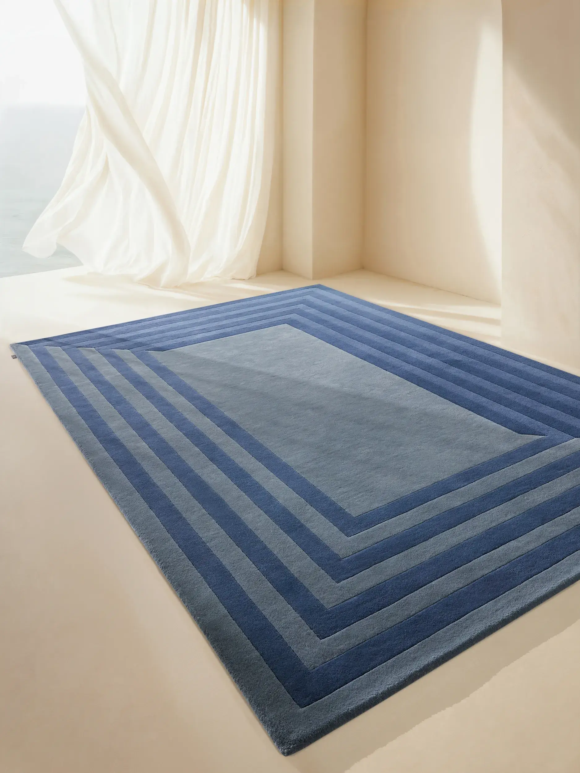 Tapete Tilo de 100% Lã (da Nova Zelândia) em Azul da benuta Finest