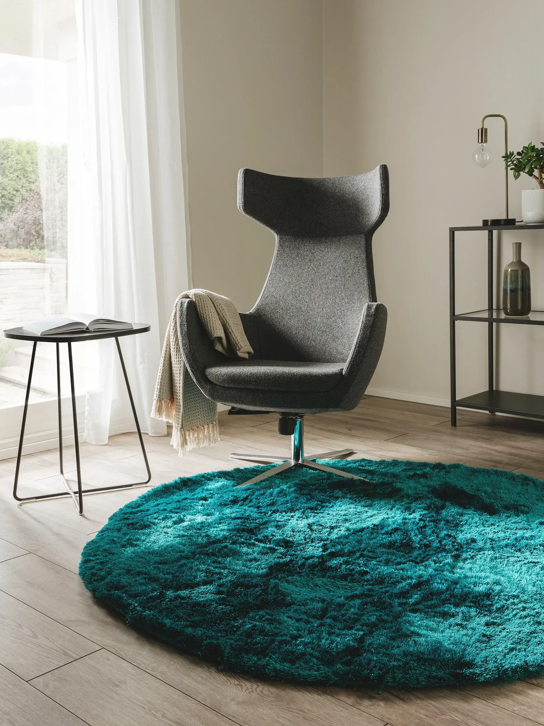 Alfombra de 100% Poliéster en Turquesa con un pelo de {{Placeholder_Pile Height}} de altura de benuta nest