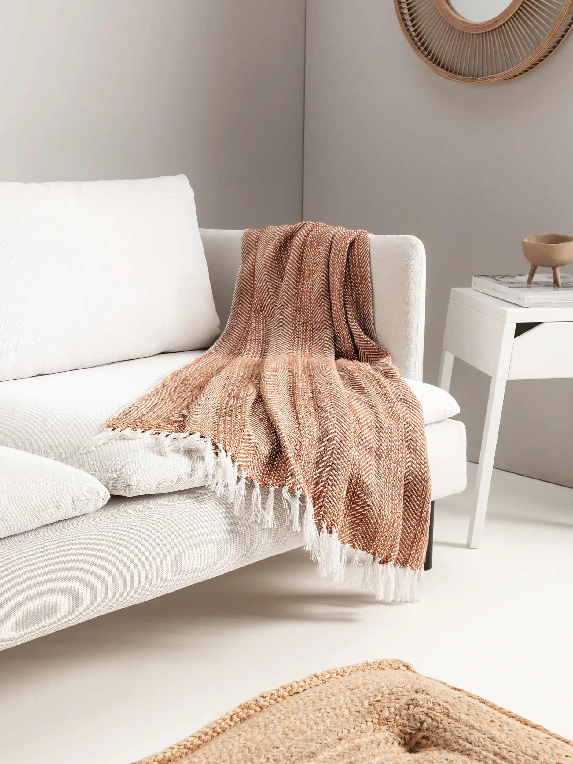 Baumwolldecke Alisea Braun in Ornament design made of 100% Cotton by benuta Nest