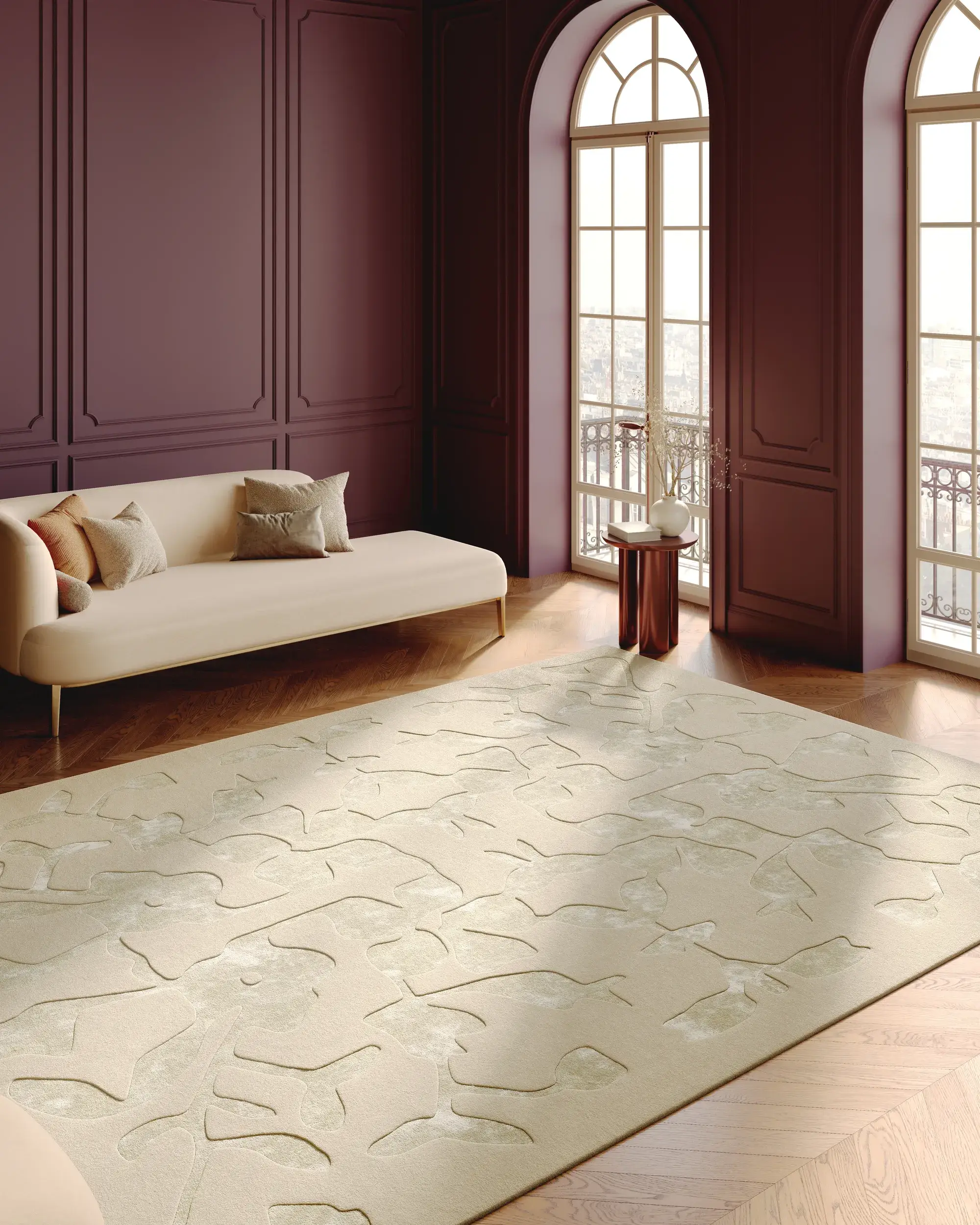 Teppich Nell aus 65% Wolle, 35% Lyocell (Tencel™) in Taupe von benuta Finest