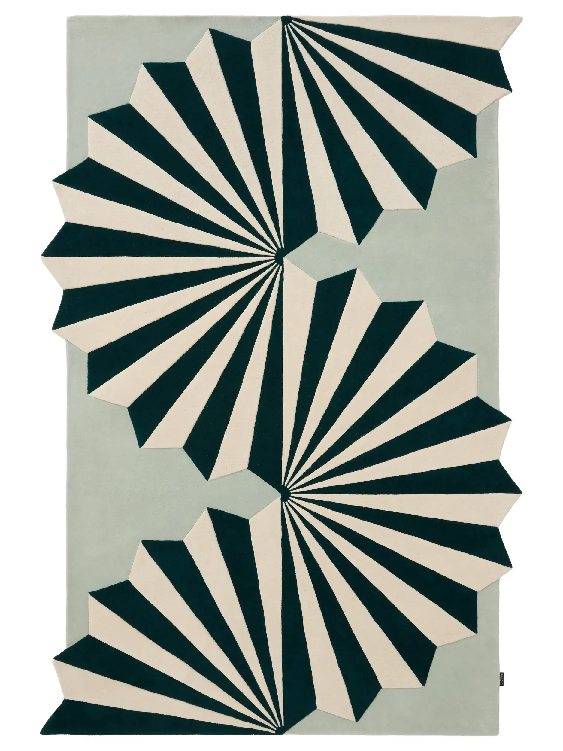 Rug made of 100% Wool (from New Zealand) in Green with a 100% Wool (from New Zealand) high pile by benuta Finest