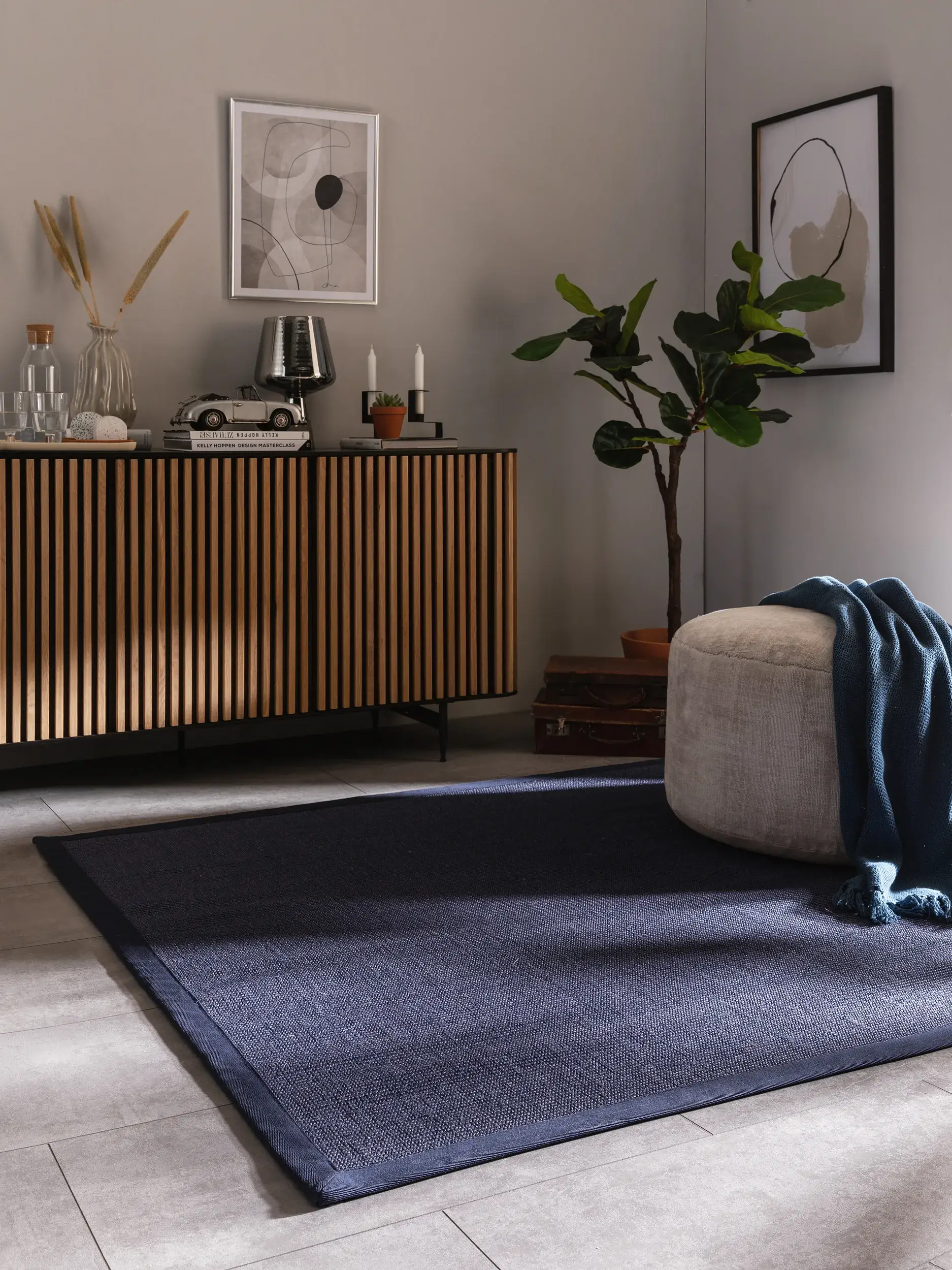 Matto 100% Sisala värissä Blau 100% Sisal korkealla nukalla merkiltä benuta Nest