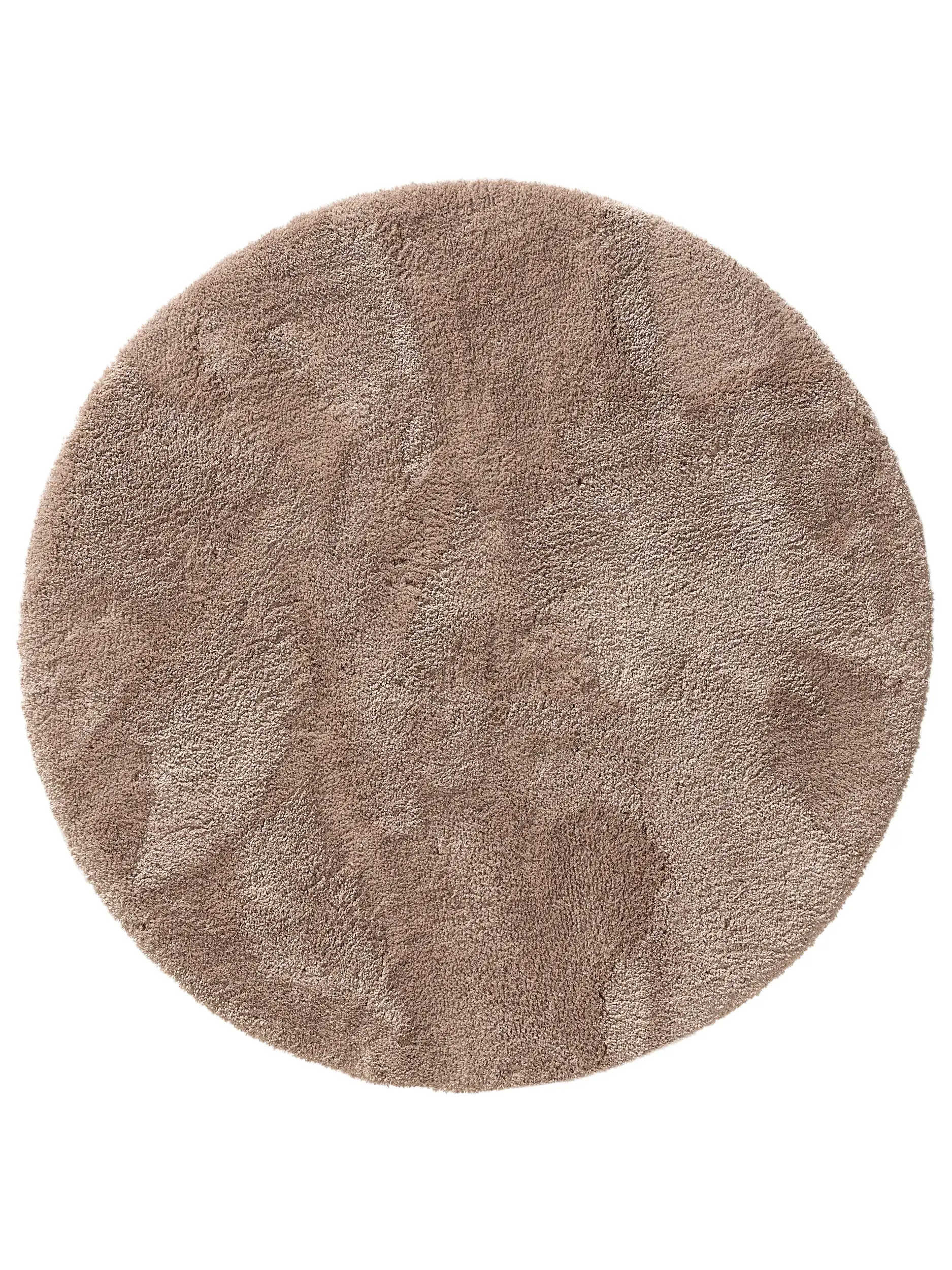 Hochflorteppich rund Cloudy Taupe von 