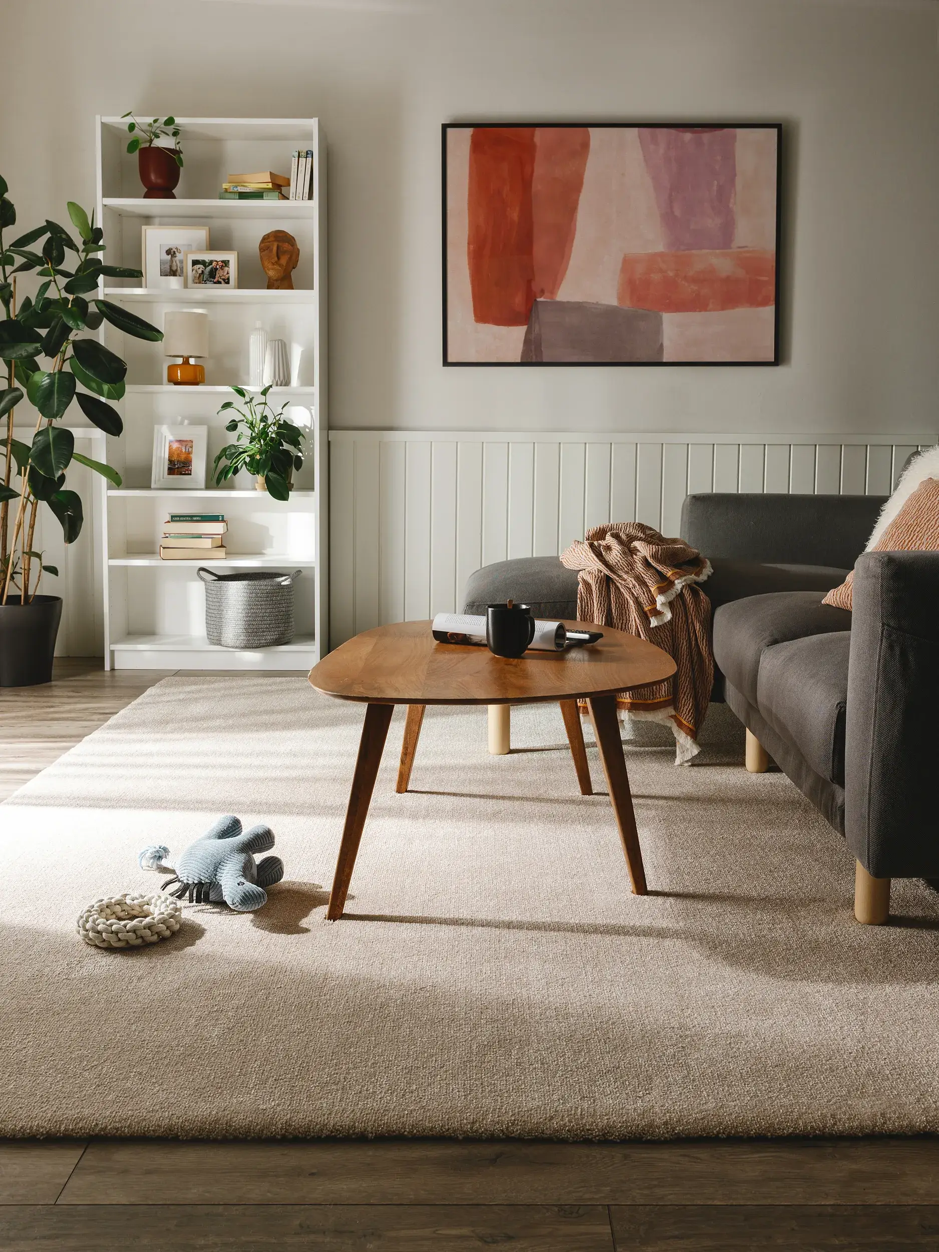Rug made of 100% Polypropylen in Beige with a 100% Polypropylen high pile by benuta Nest