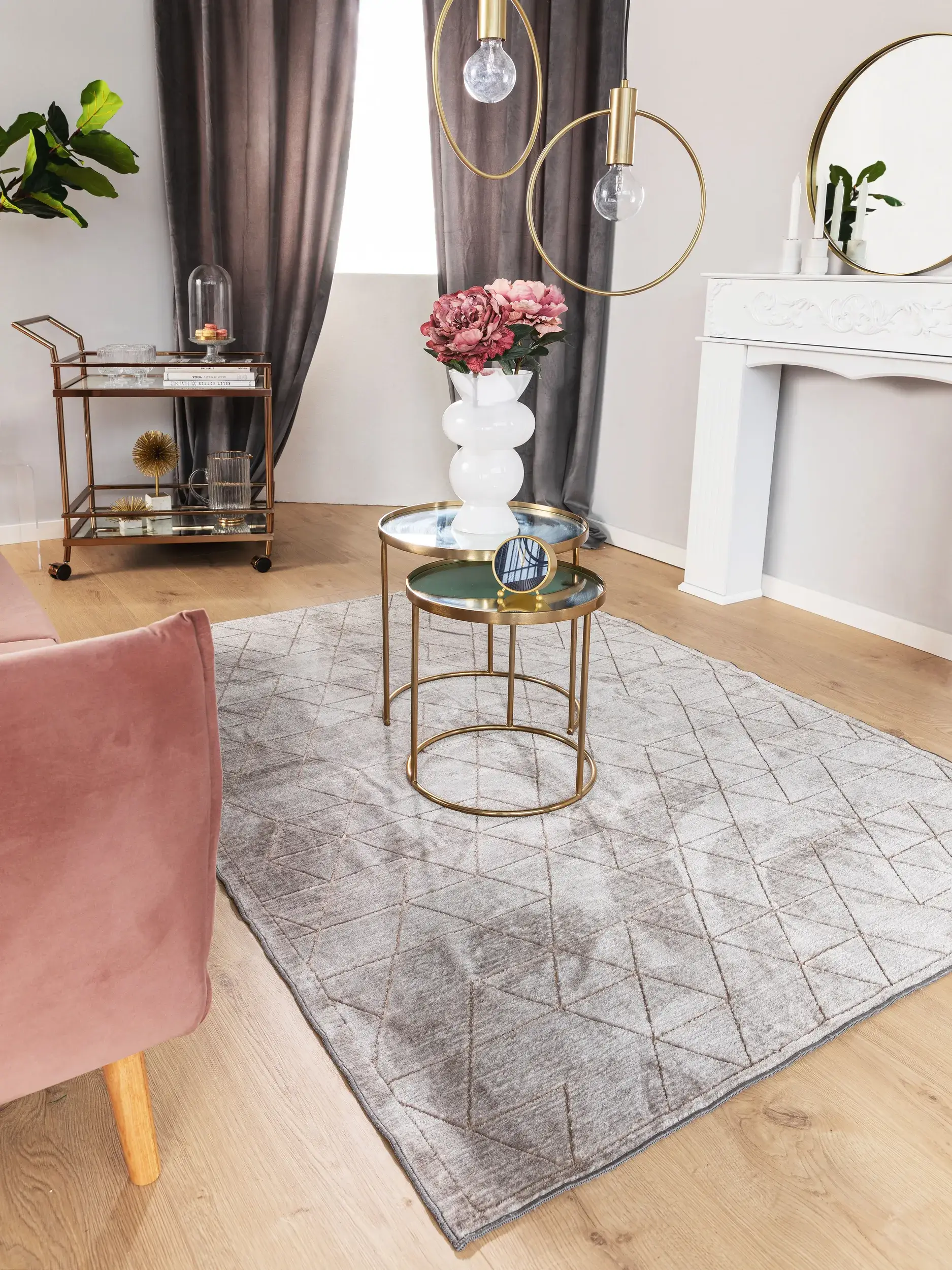 Rug made of 100% Polyester in Grey with a 100% Polyester high pile by benuta