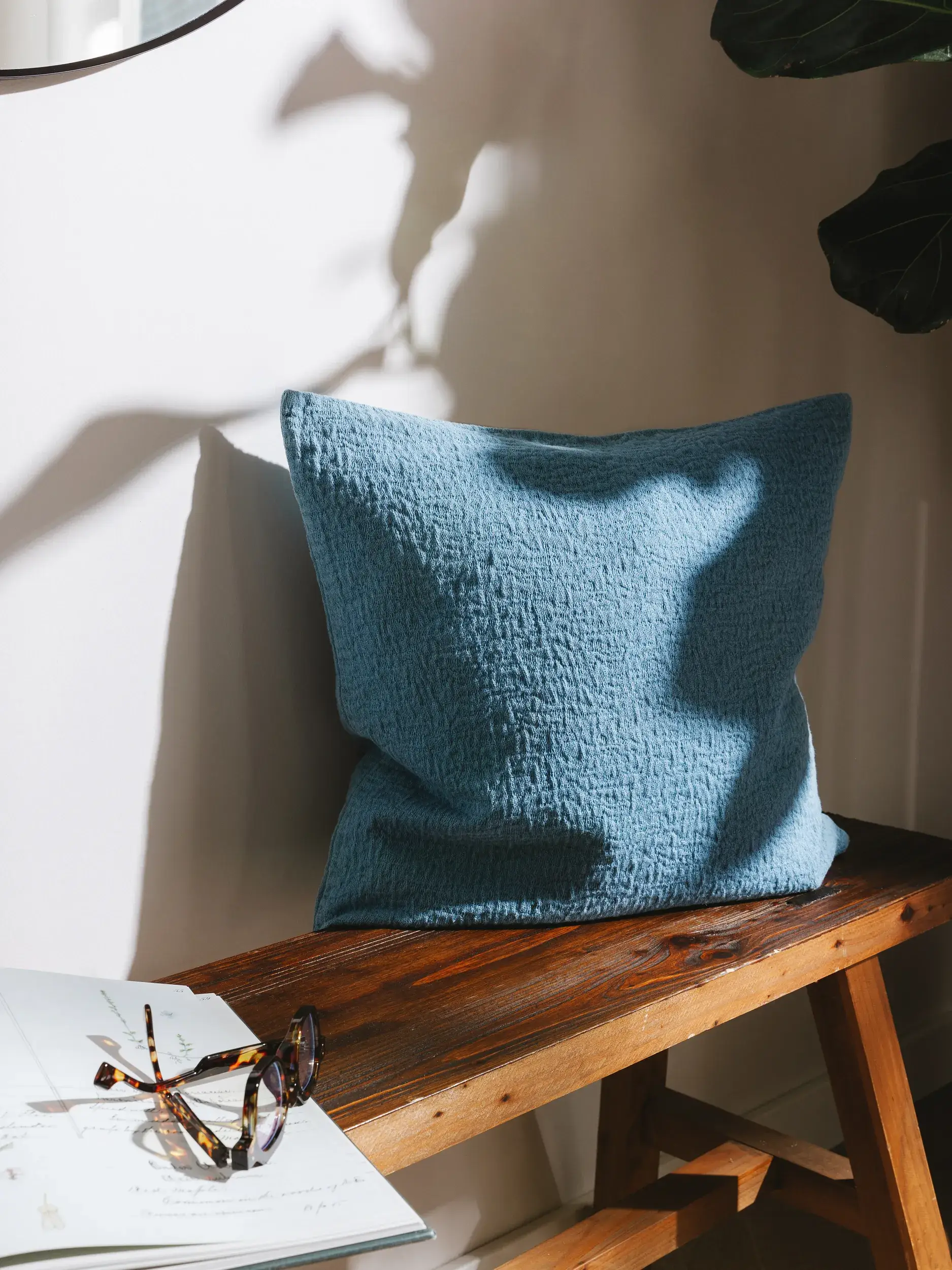Kissenbezug Carmo Blau in Einfarbig design made of 100% Cotton by benuta