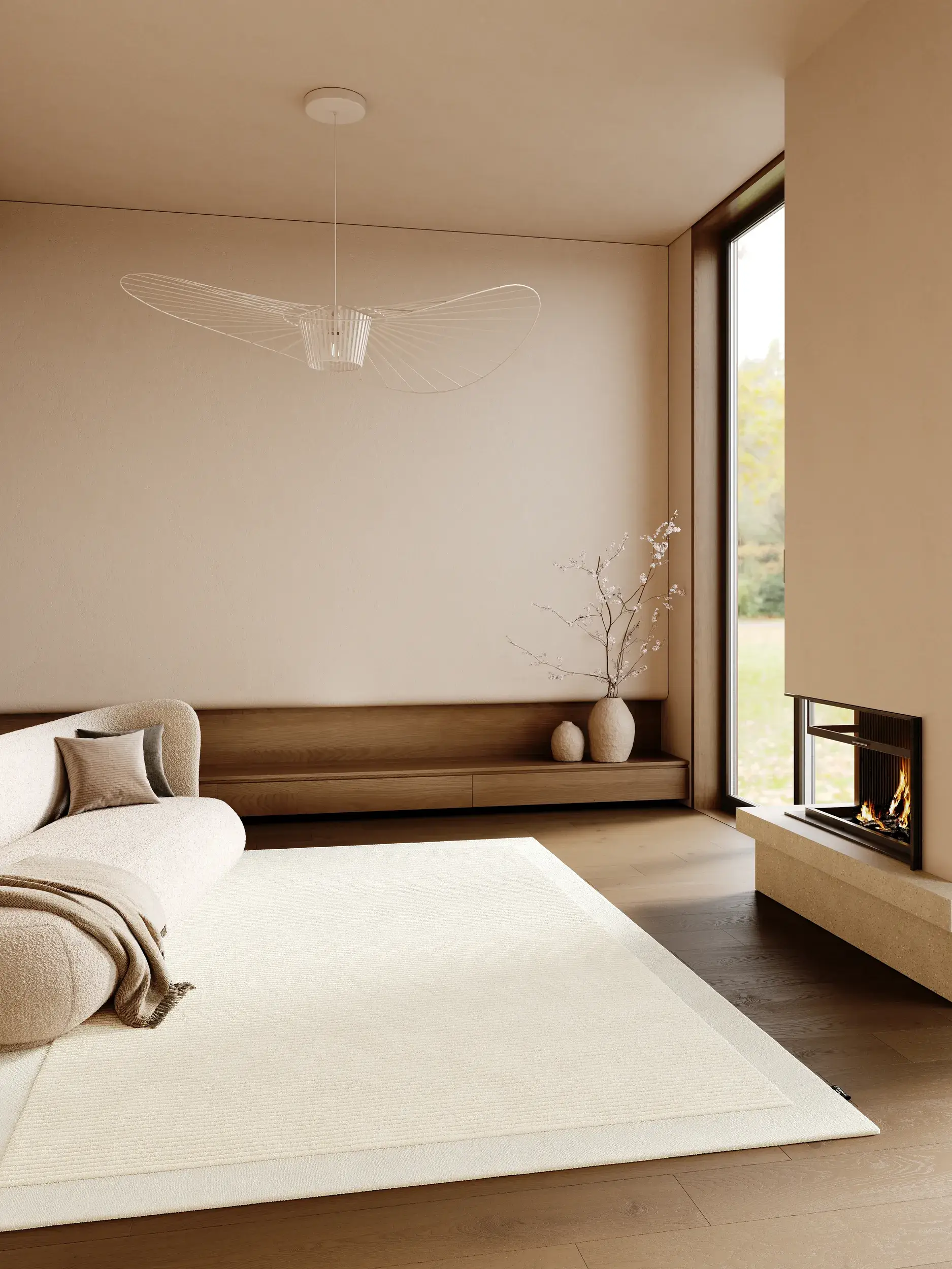 Teppich aus 100% Wolle (aus Neuseeland) in Beige mit 100% Wolle (aus Neuseeland) hohem Flor von benuta Finest