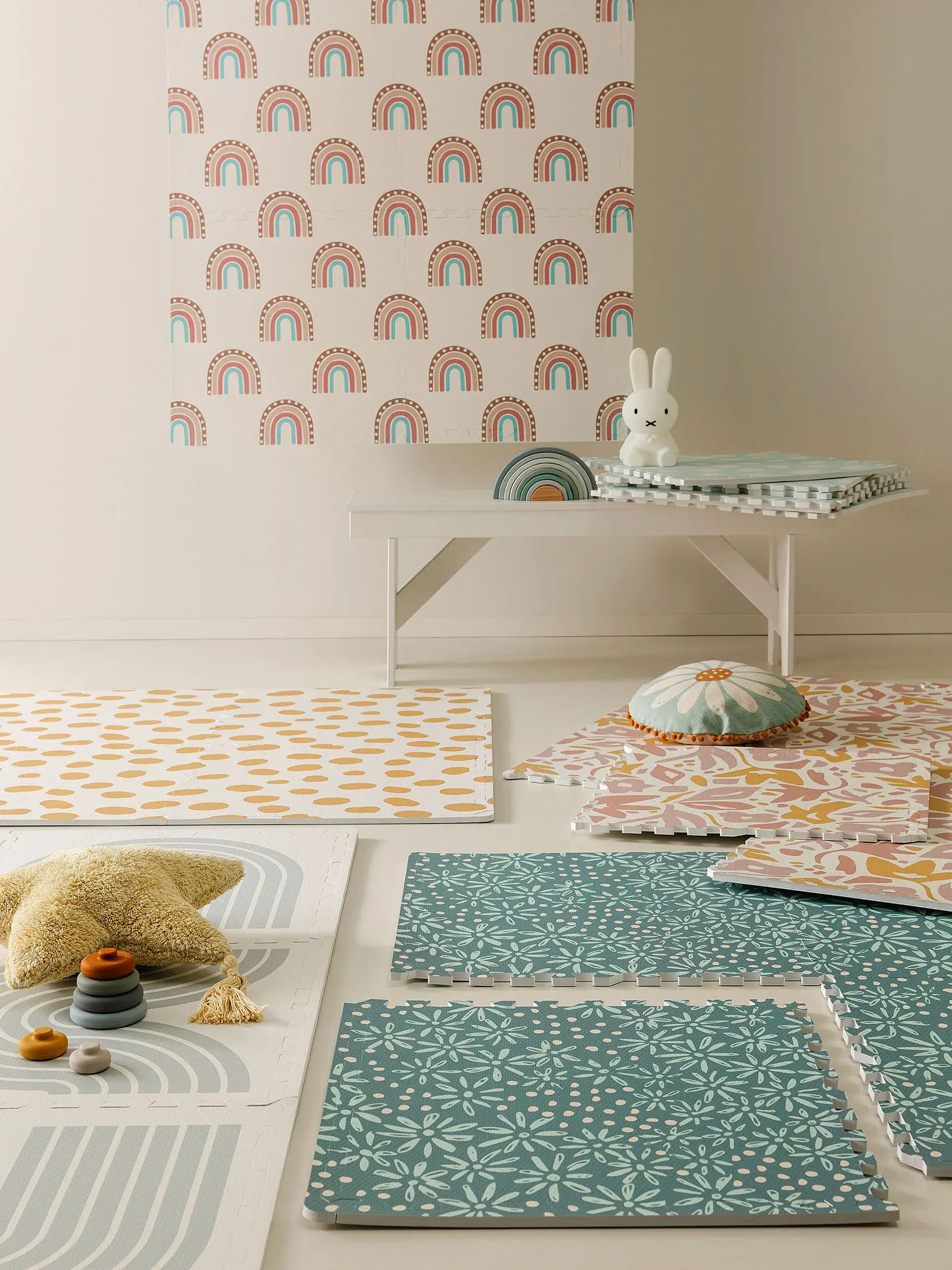 Spielmatte Flora Blau im Design Floral aus  von Lytte