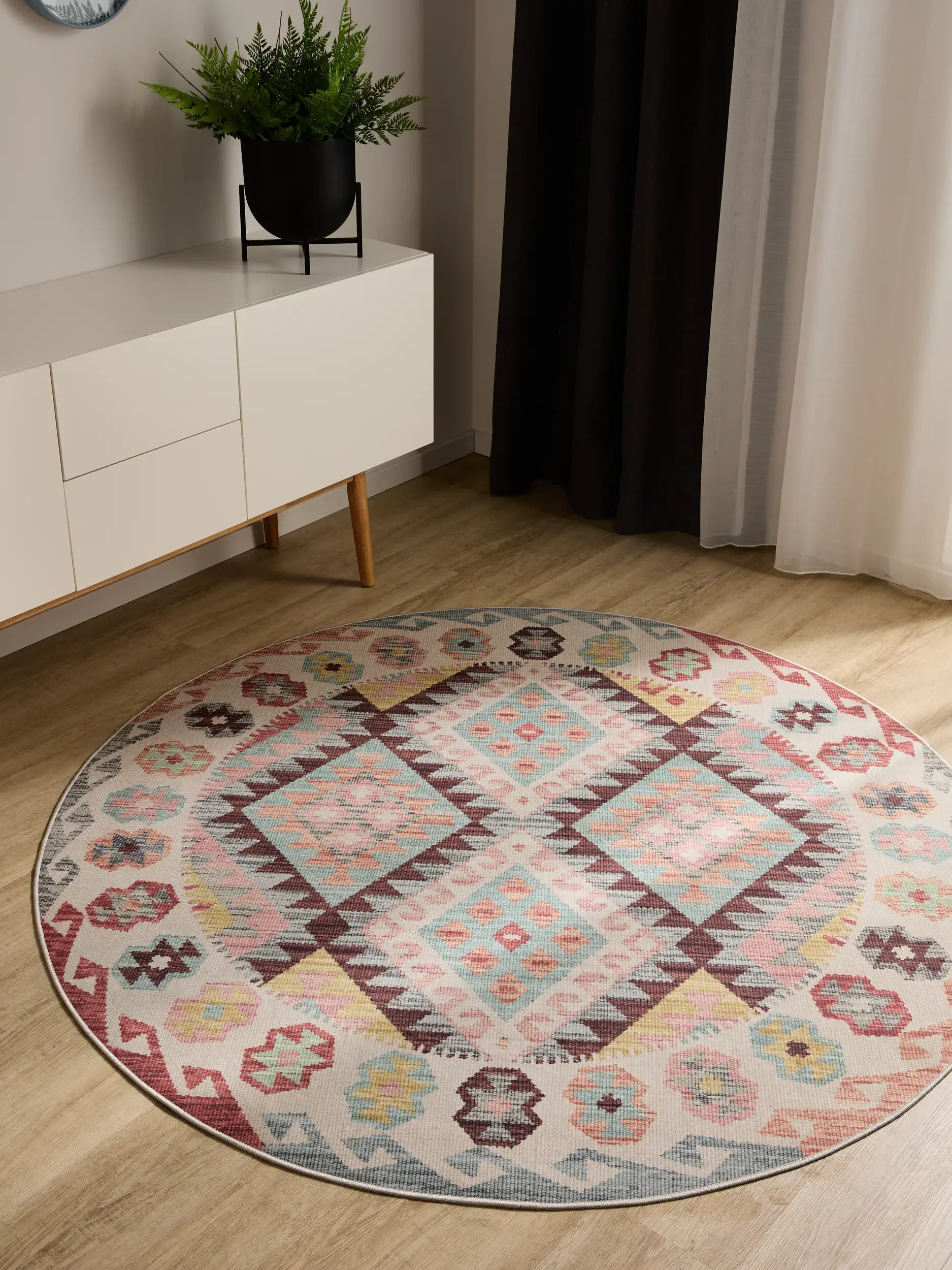 Rug made of 100% Polyester in Multicolour with a 100% Polyester high pile by benuta Basic