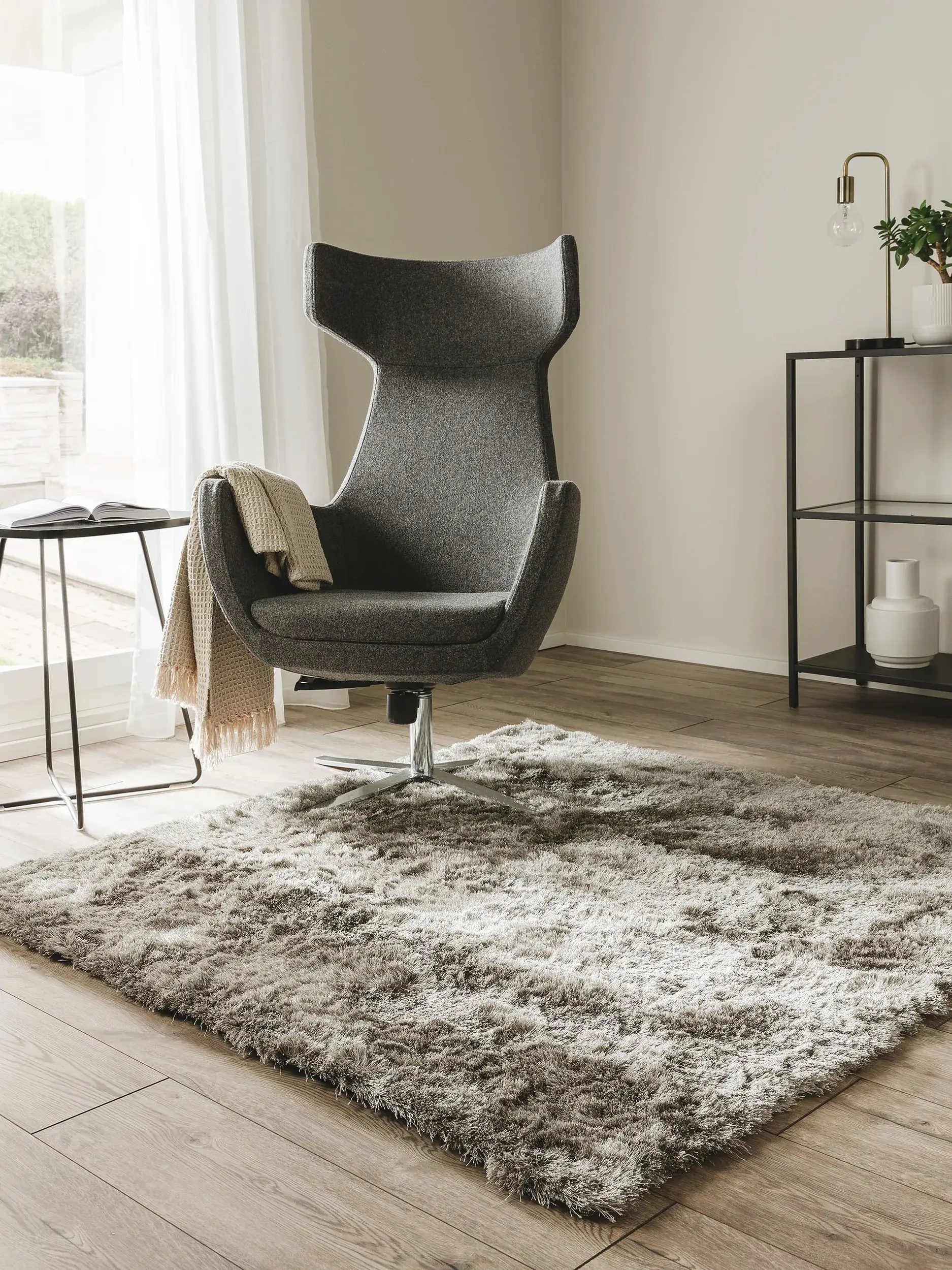 Hochflorteppich Whisper Grau von 