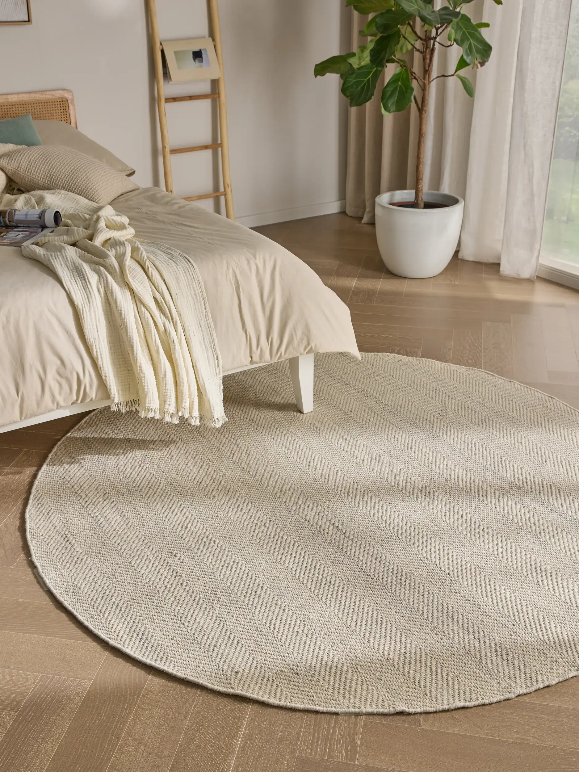 Teppich Lars aus 60% Wolle, 20% Baumwolle, 20% Polyester in Beige von benuta Pure