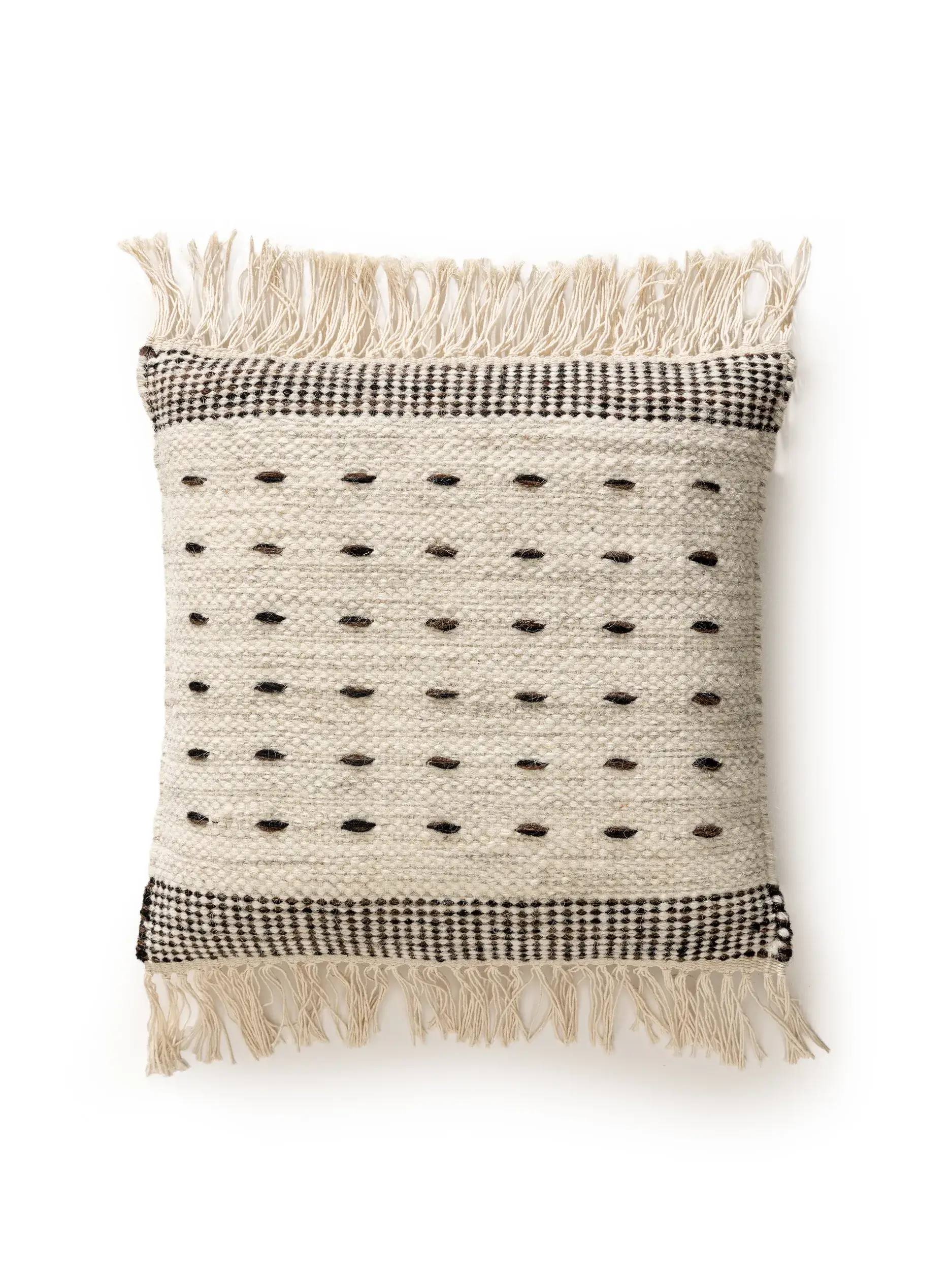 Funda de almohada Bahati Blanco y Negro con diseño de Borde en 70% Lana, 30% Algodón de benuta POP