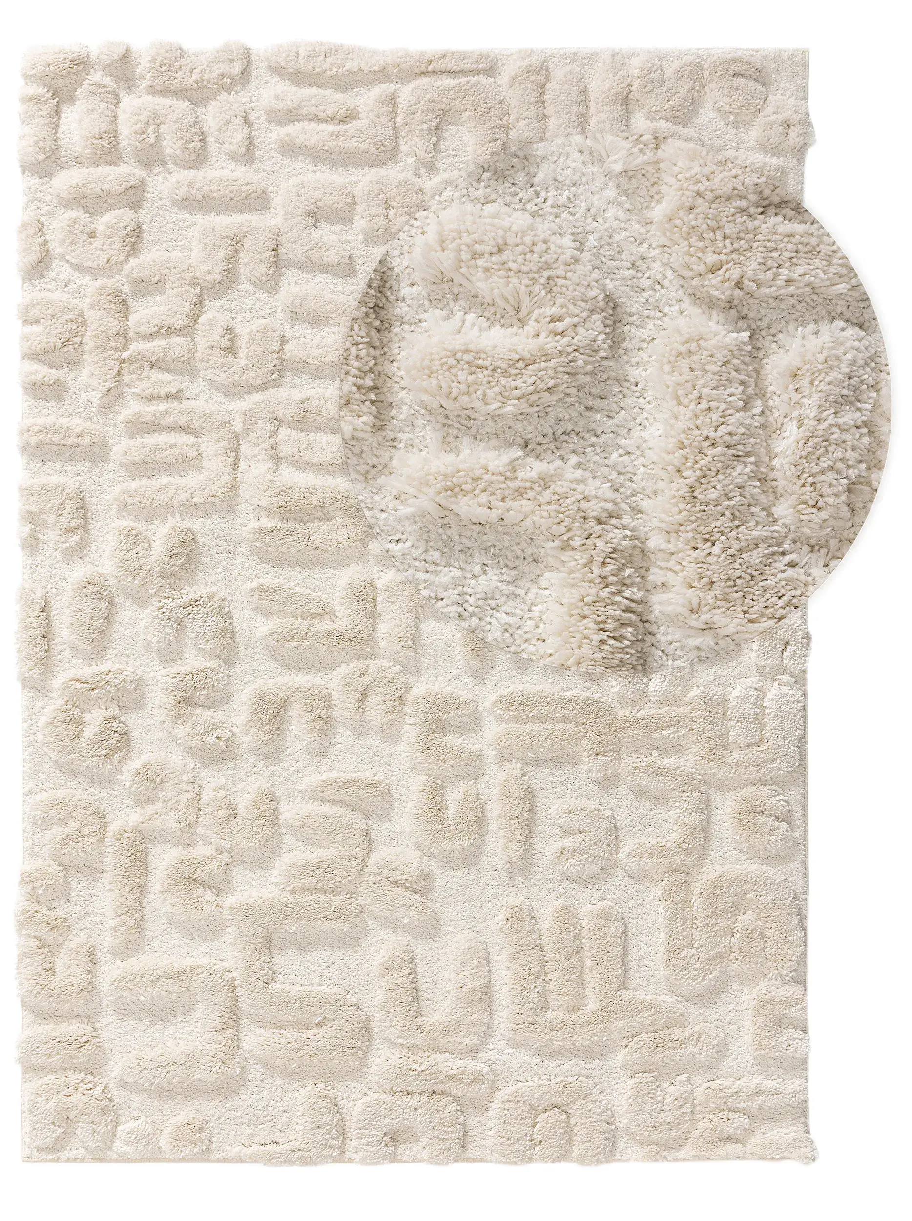 Teppich aus 80% Polypropylen, 20% Polyester in Beige mit 80% Polypropylen, 20% Polyester hohem Flor von benuta Pop