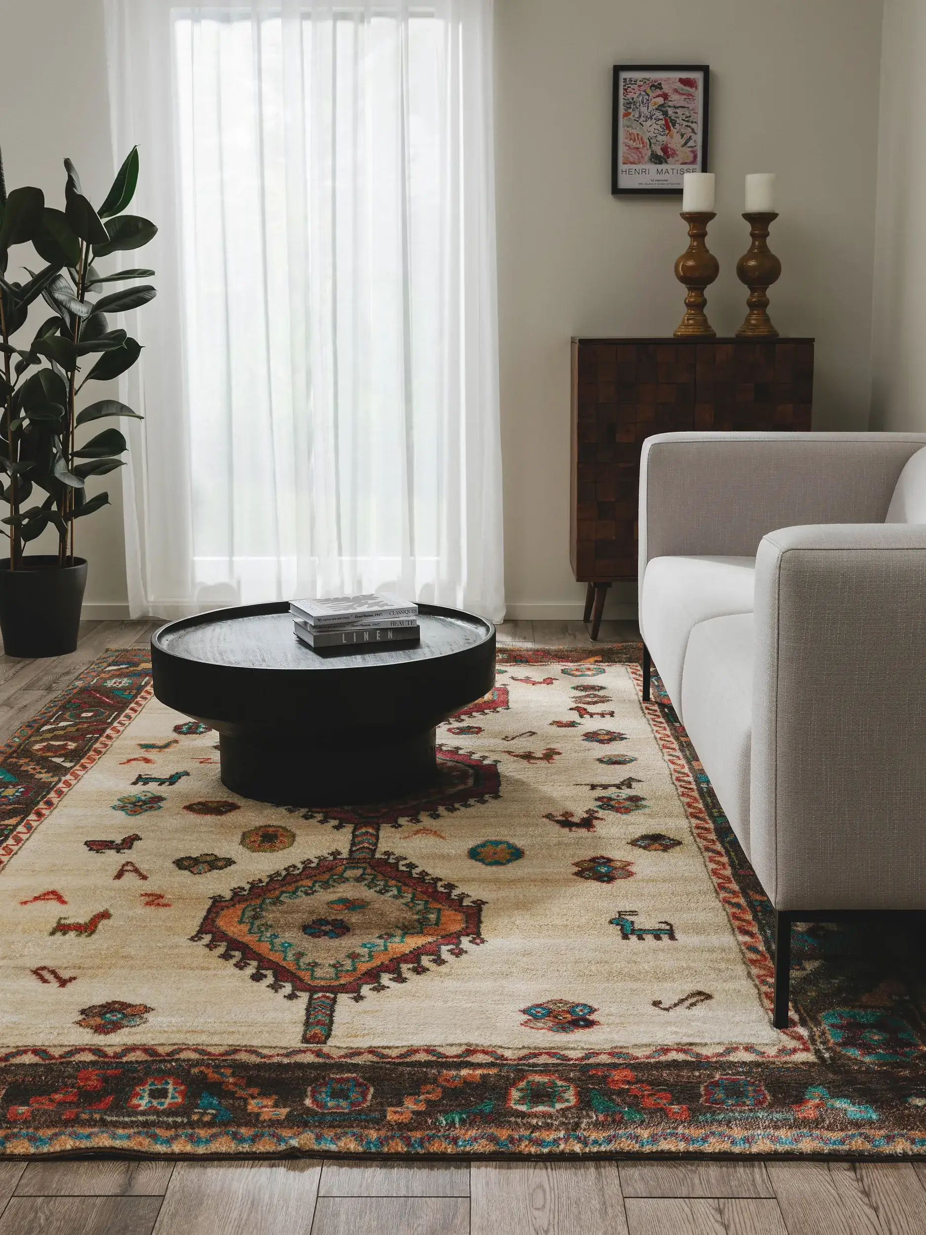 Rug made of 100% Polyester in Beige with a 100% Polyester high pile by benuta