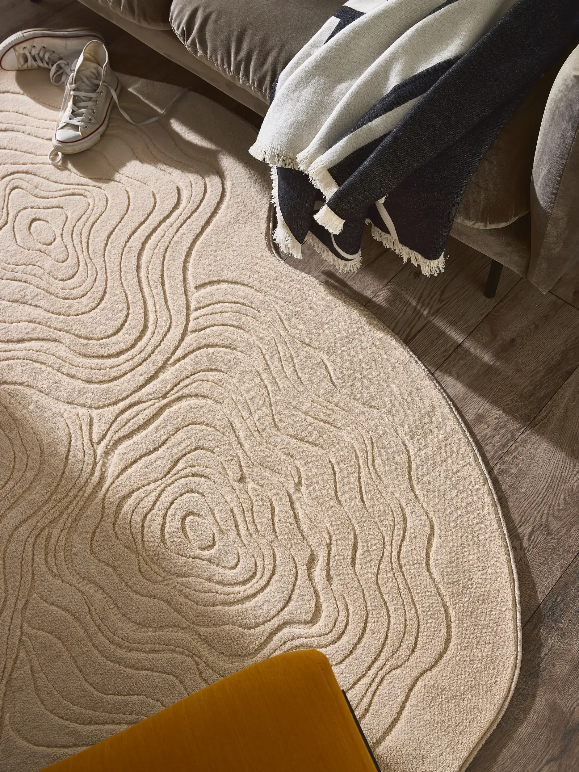 Tapete de 100% Polyester em Beige com pelo de 100% Polyester de altura da benuta Pop