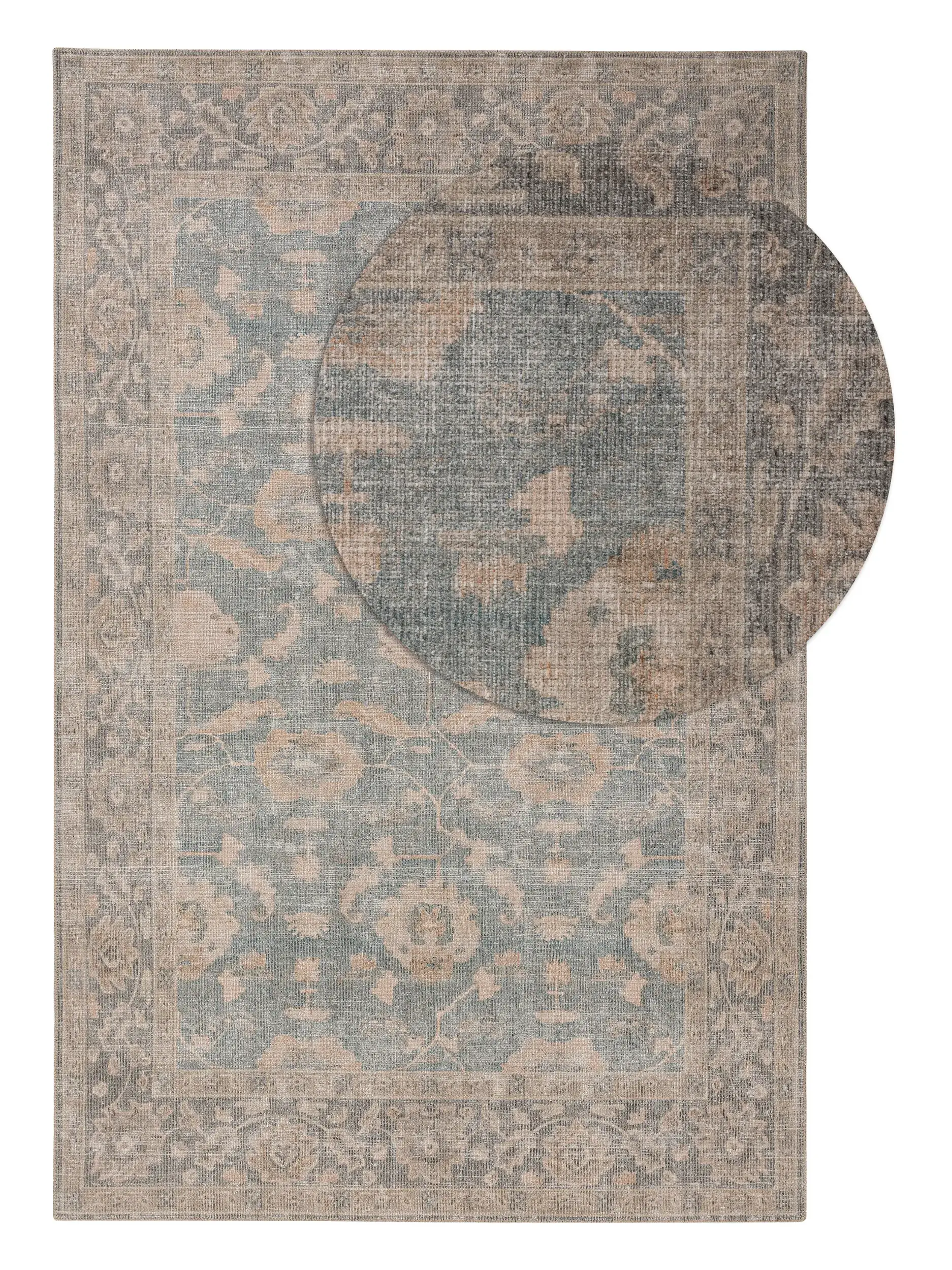 Tapijt van 50% Polyester, 50% Polykatoen in Blauw met een 50% Polyester, 50% Polykatoen hoge pool van benuta nest