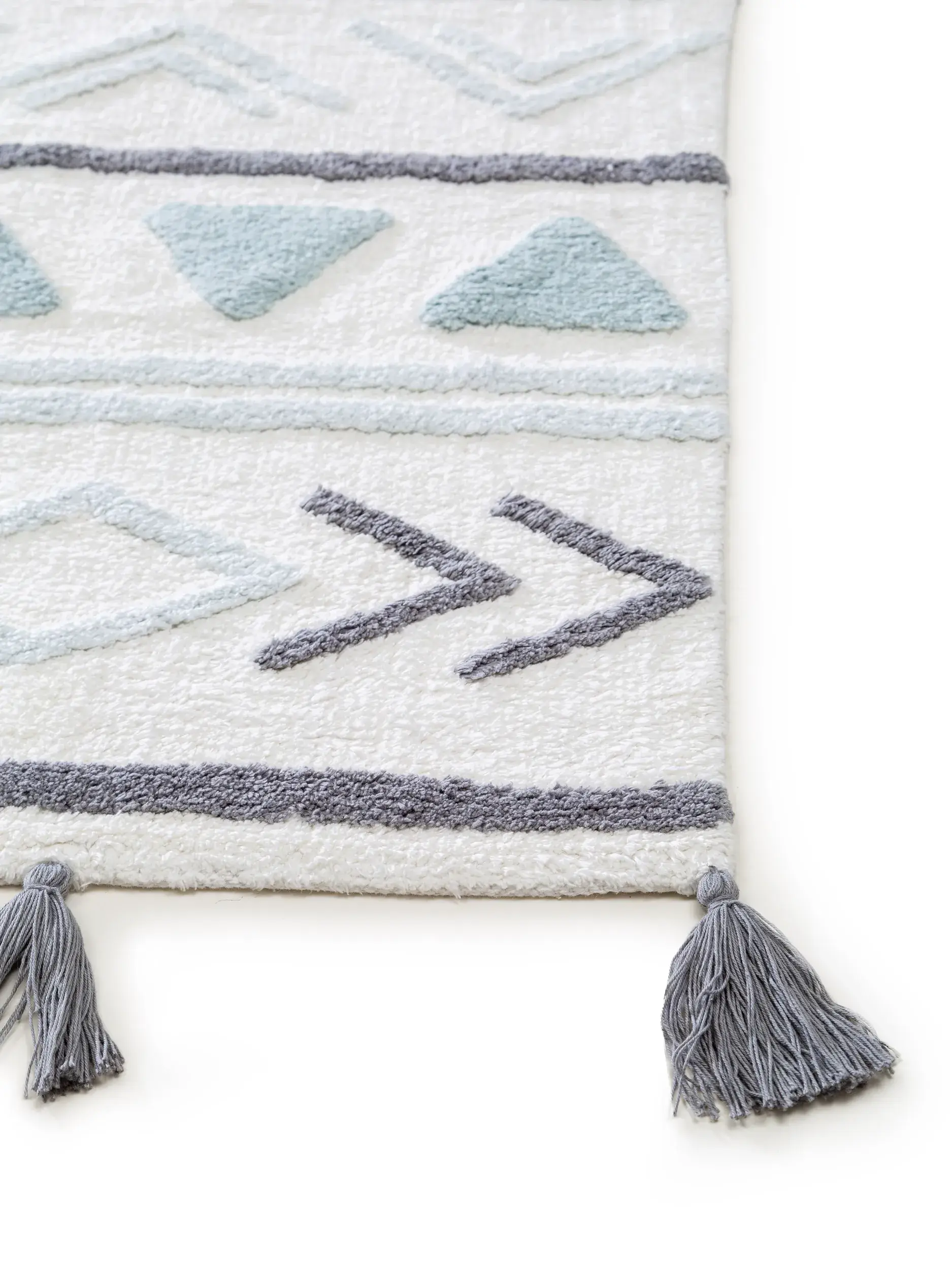Tappeto di 100% Cotone in Azzurro con pelo alto 100% Cotone da Lytte