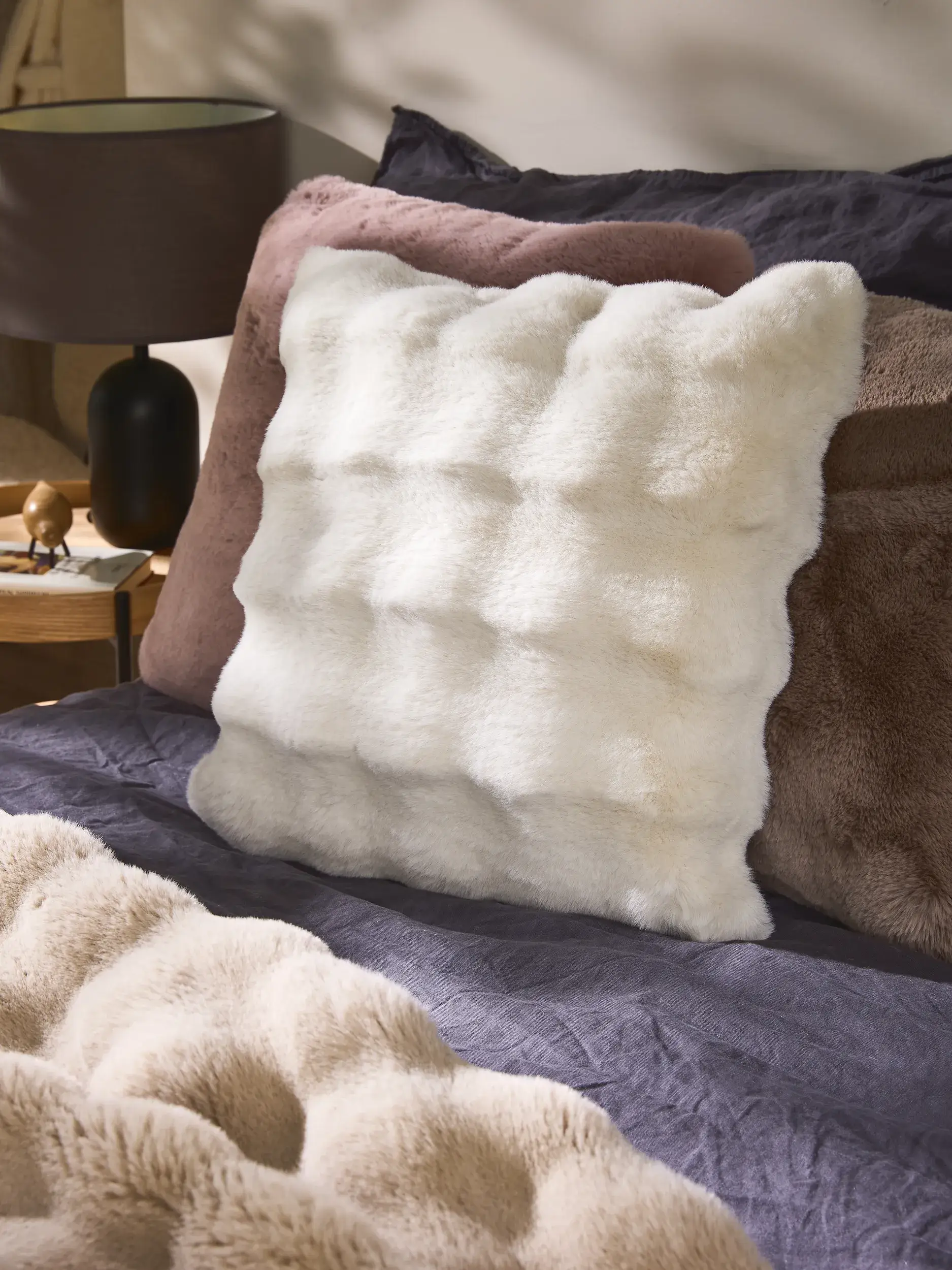 Pudebetræk Dave Cremehvid im Design Uni aus 100% Polyester von benuta nest