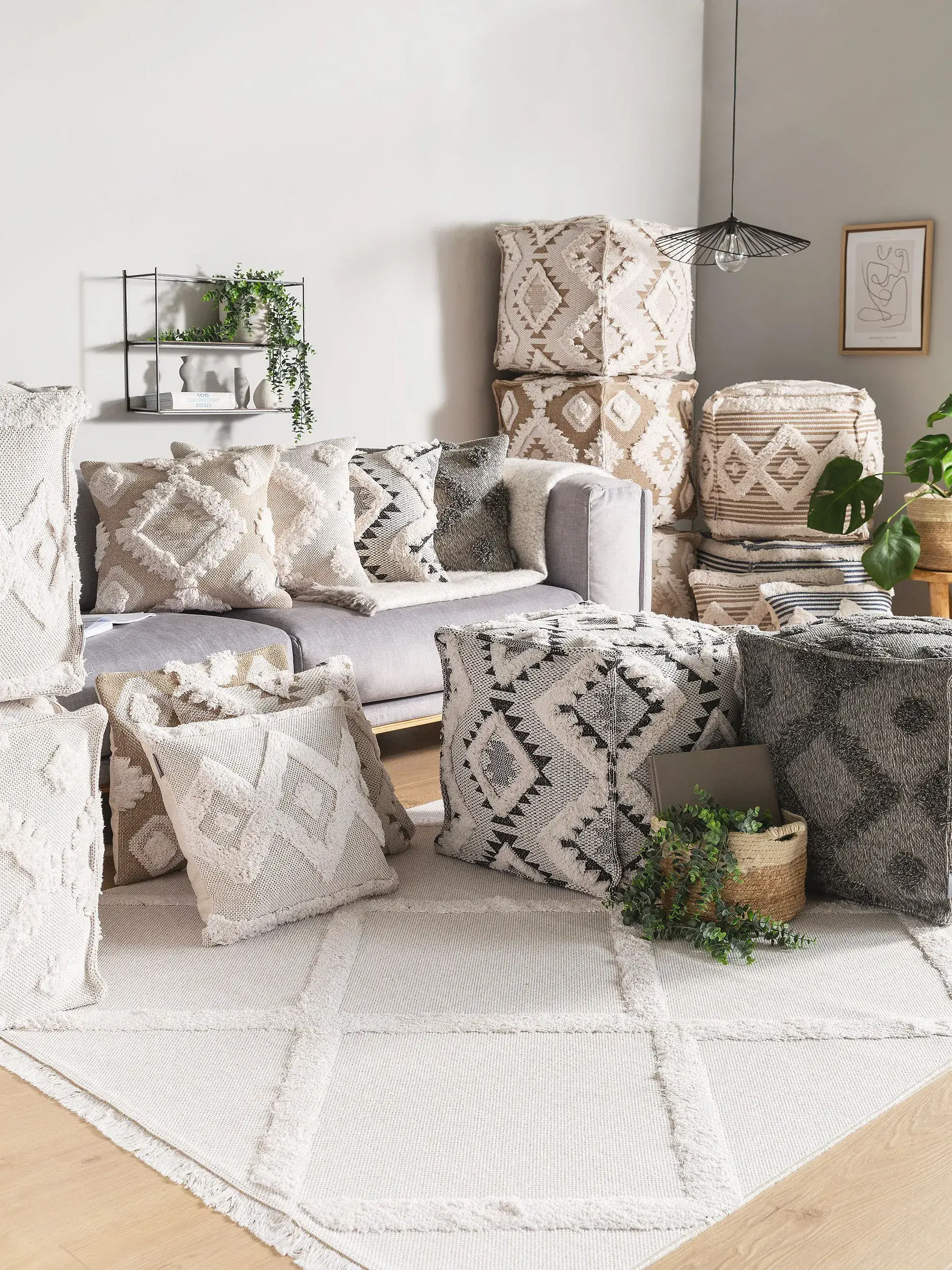 Kissenbezug Bodo Cream/Beige im Design Kelim aus 100% Baumwolle von benuta Pop
