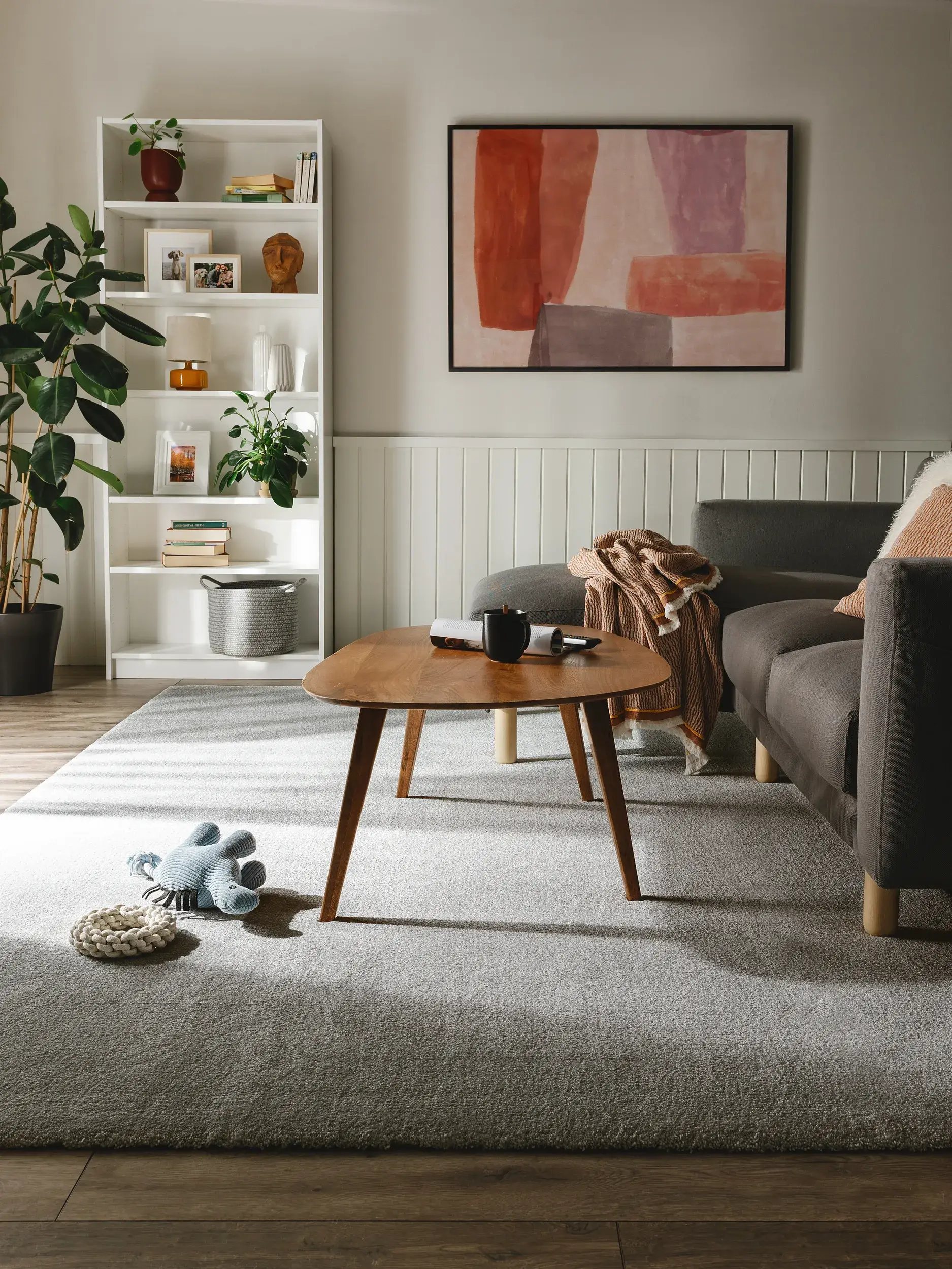 Rug made of 100% Polypropylen in Grau with a 100% Polypropylen high pile by benuta Nest