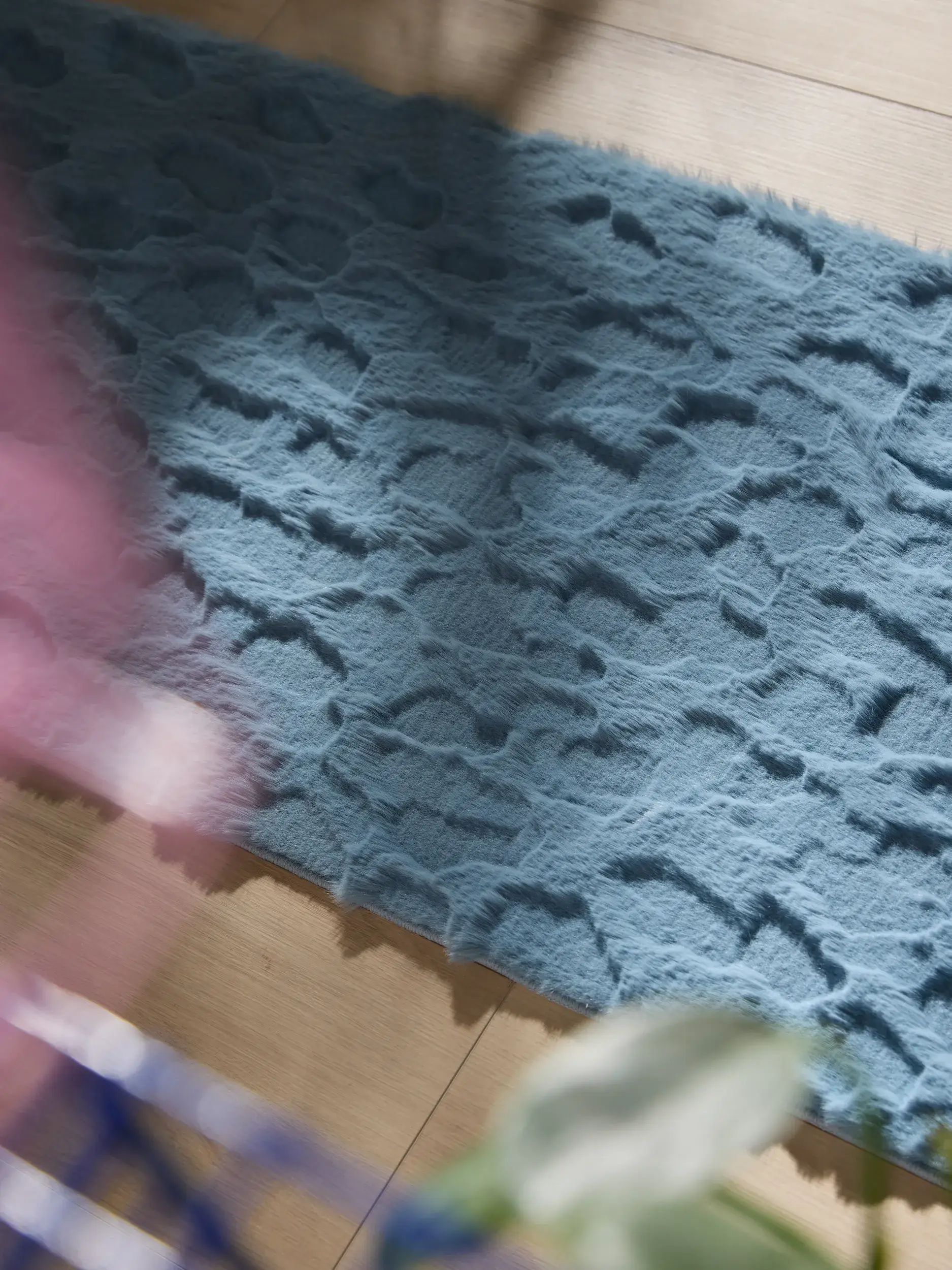 Koberec z 100% Polyester v Blau s vlasem výšky 100% Polyester od benuta Pop