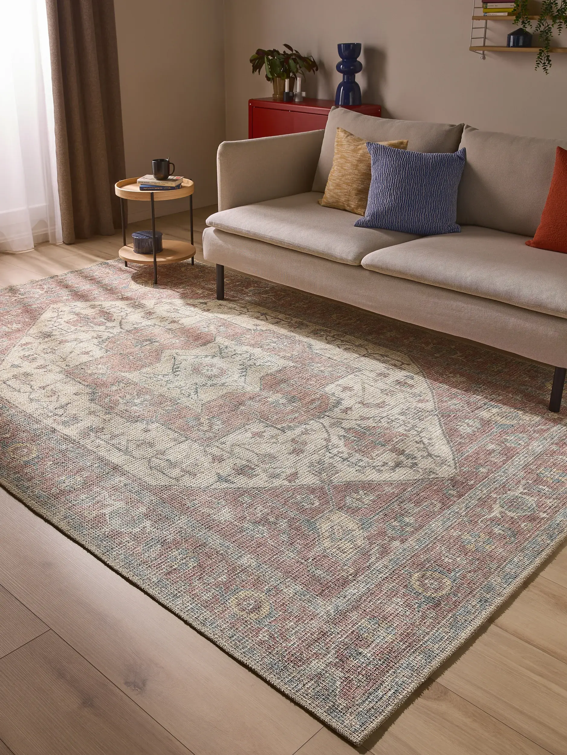 Teppich aus 50% Polyester, 50% Polycotton in Beige mit 50% Polyester, 50% Polycotton hohem Flor von benuta Nest