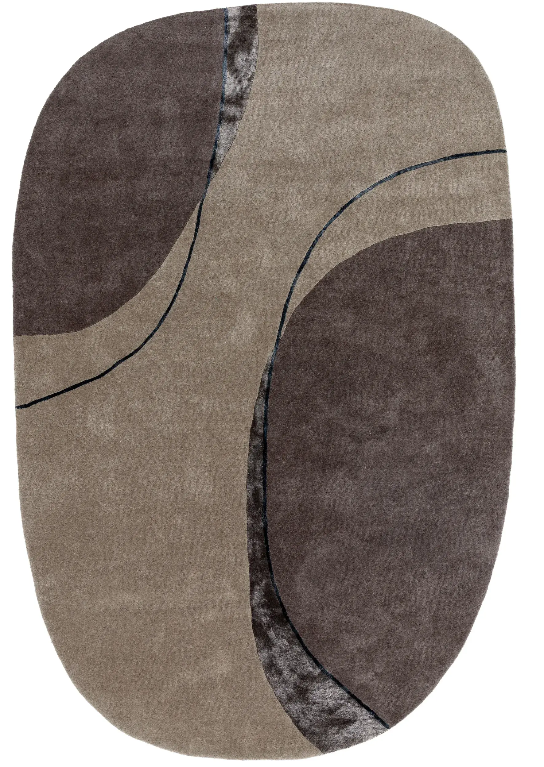 Tapijt van 85% Wol, 15% Viscose in Taupe met een 85% Wol, 15% Viscose hoge pool van benuta pure