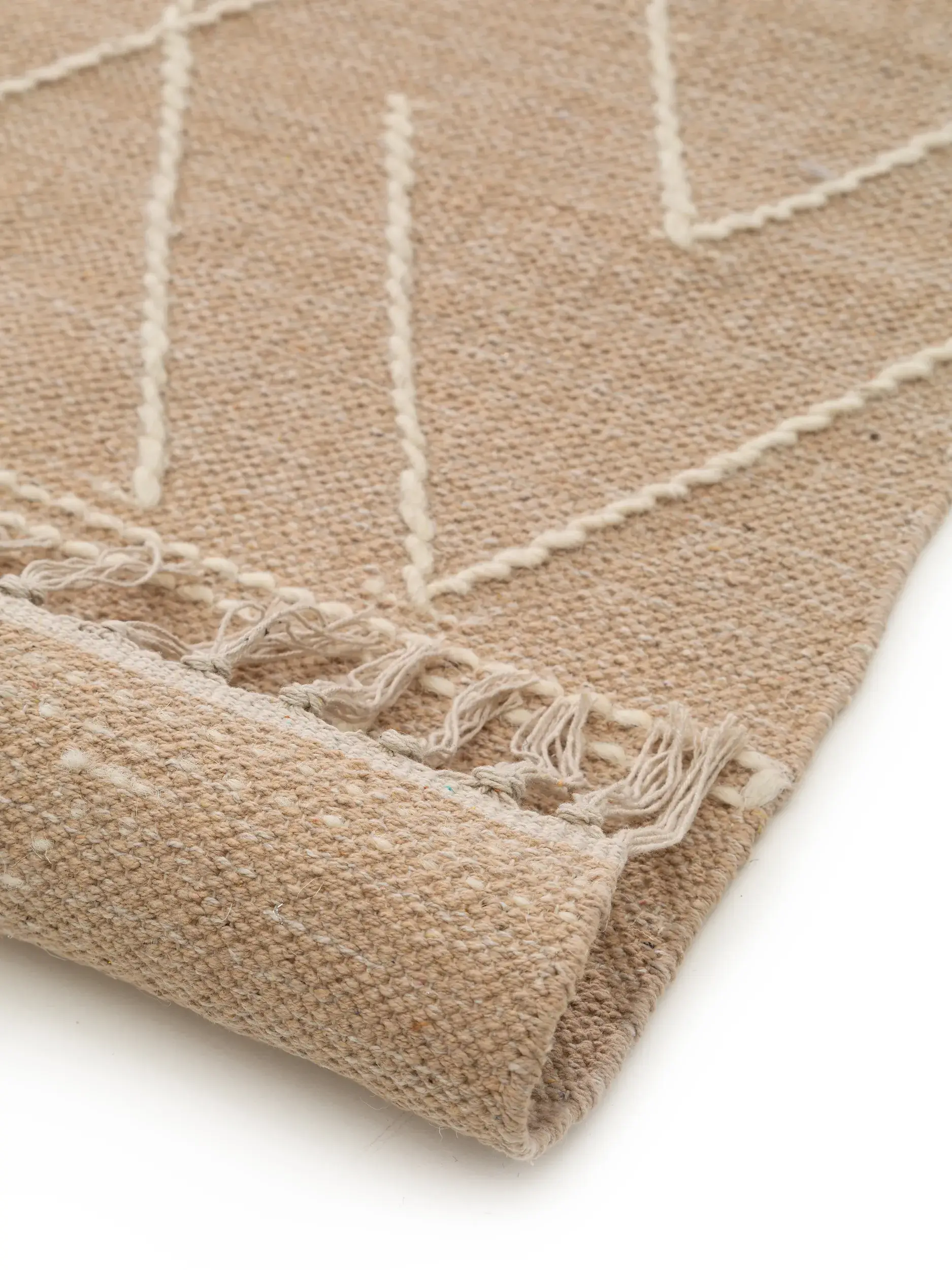 Teppe av 60% Baumwolle, 40% Wolle i Beige med 60% Baumwolle, 40% Wolle høy lugg fra benuta Pure