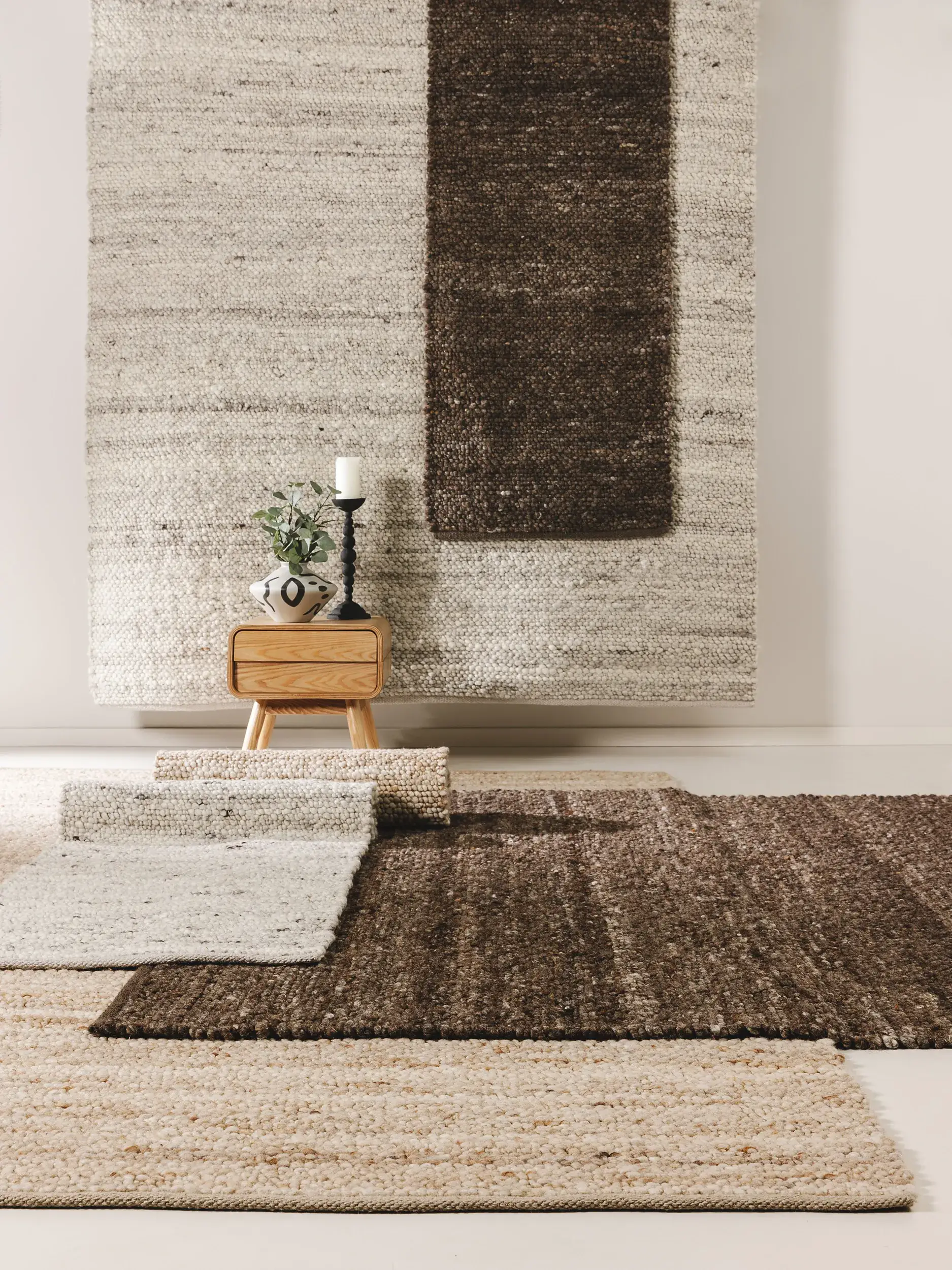 Teppich aus 70% Wolle, 30% Jute in Braun mit 70% Wolle, 30% Jute hohem Flor von benuta Pure