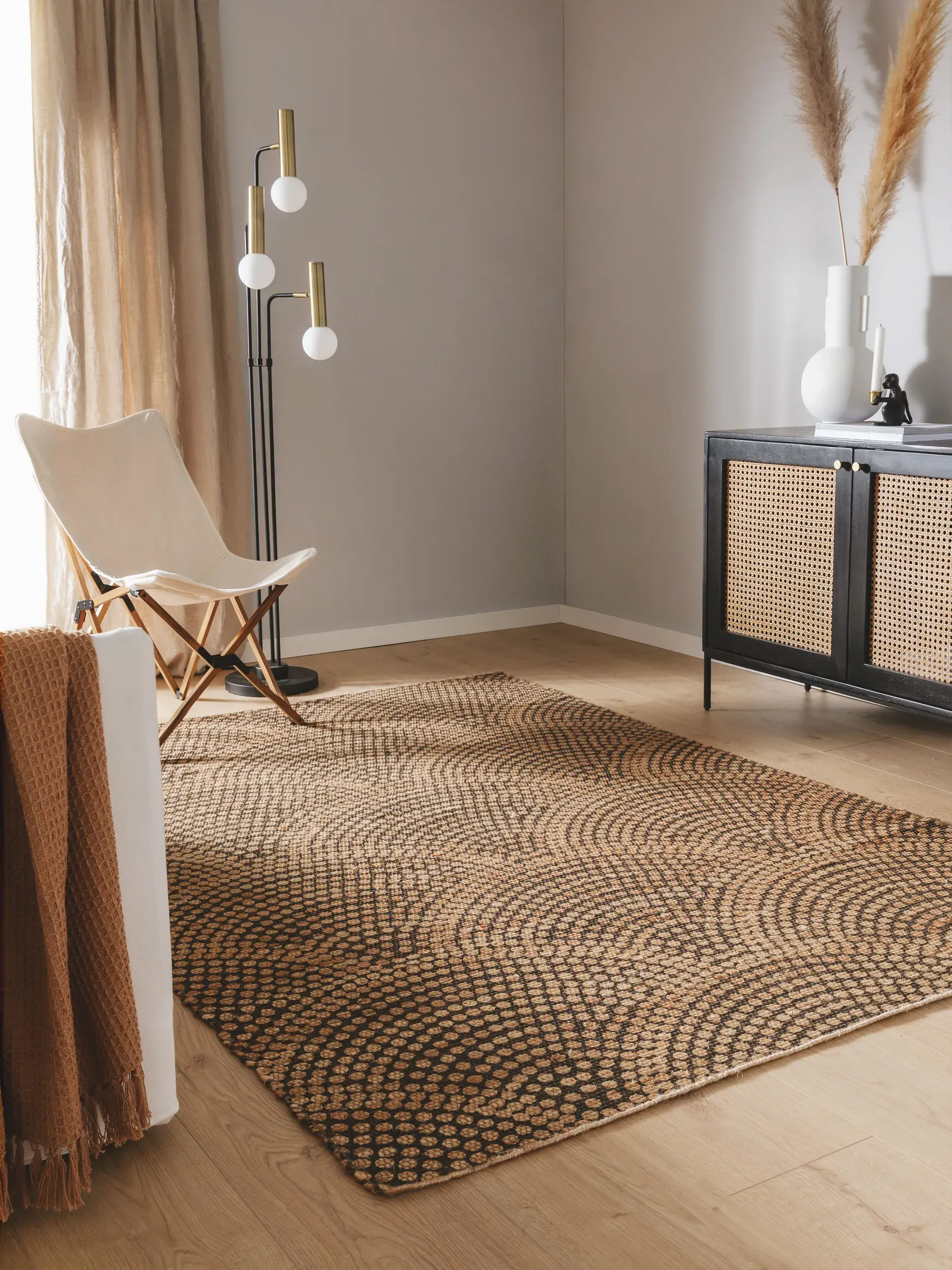 Tappeto di 100% Juta in Beige con pelo alto 100% Juta da benuta pure
