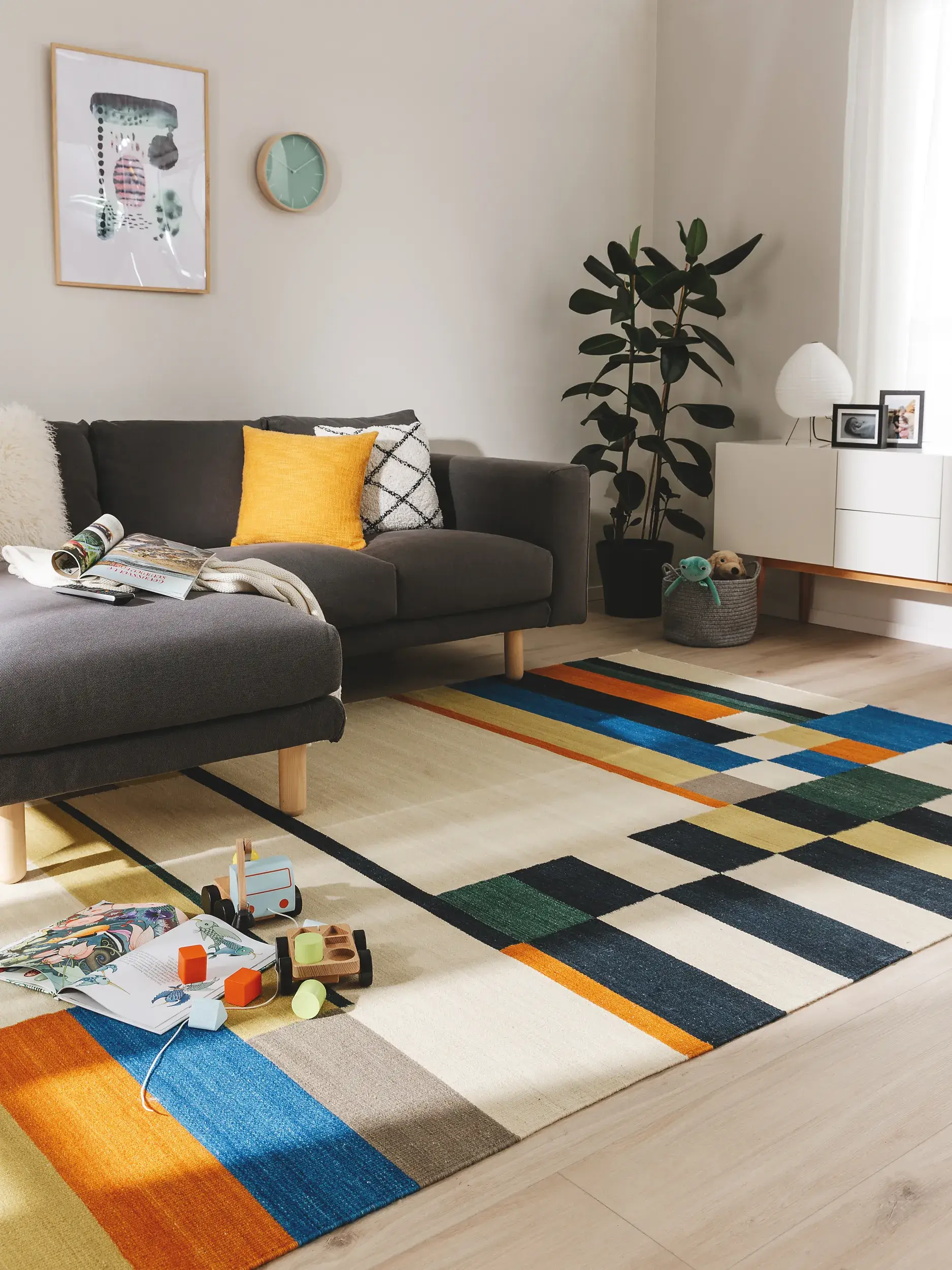 Teppich aus 80% Wolle, 20% Baumwolle in Multicolor mit 80% Wolle, 20% Baumwolle hohem Flor von benuta Nest