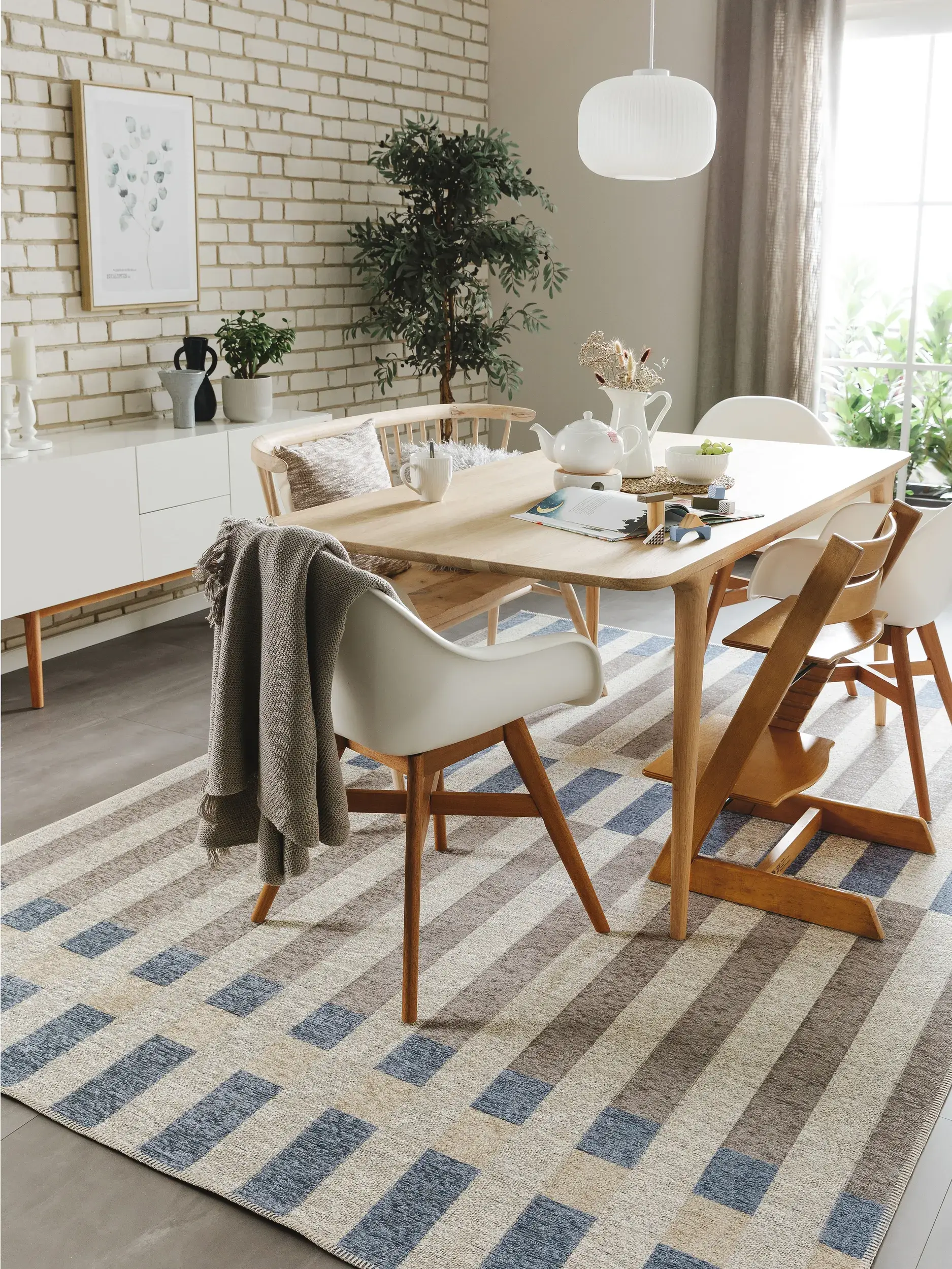 Teppich aus 100% Polyester (recyceltes PET) in Multicolor mit 100% Polyester (recyceltes PET) hohem Flor von benuta Nest