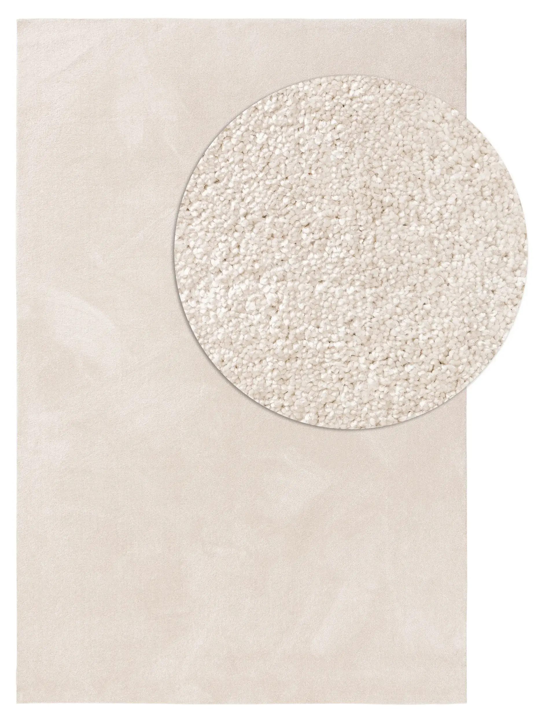 Teppich aus 100% Polyester (30% recycelt) in Weiß mit 100% Polyester (30% recycelt) hohem Flor von benuta Nest