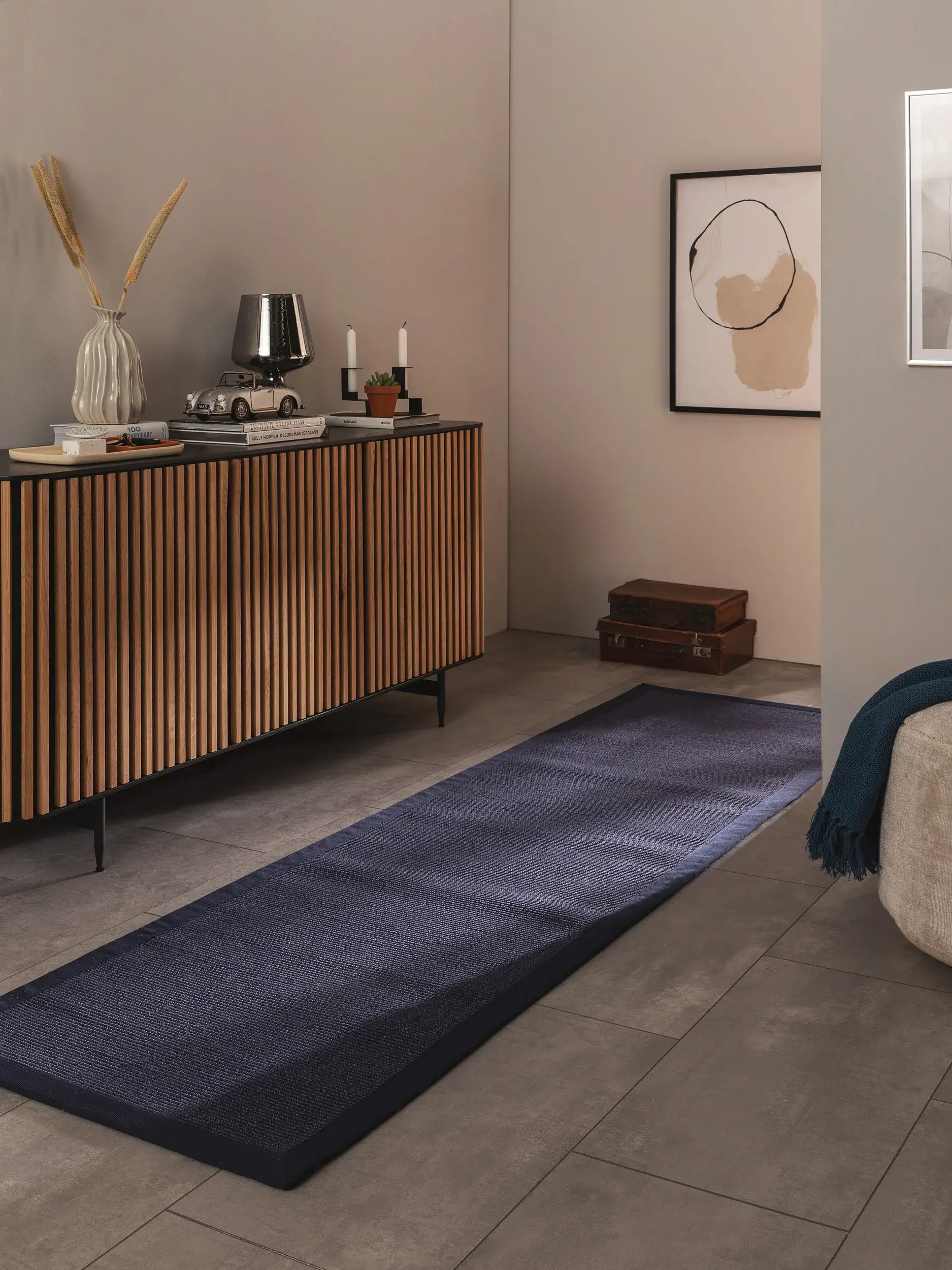 Teppich aus 100% Sisal in Blau mit 100% Sisal hohem Flor von benuta Nest