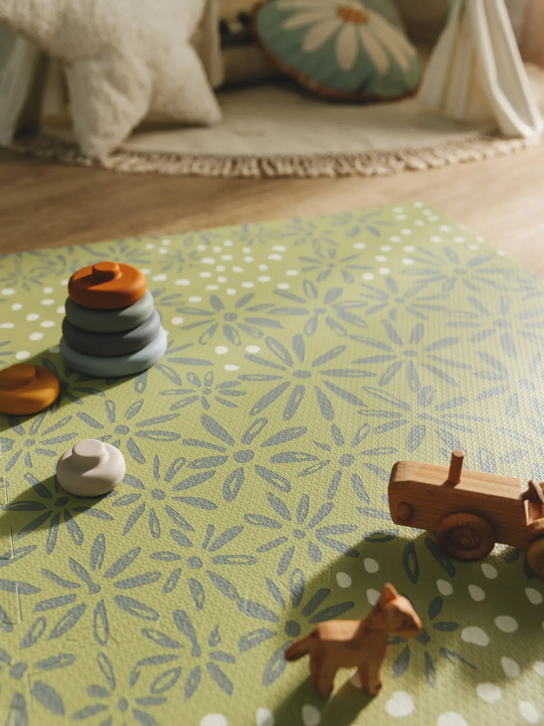 Tapis de jeu Daisy Vert en motif Floral en 100% Mousse EVA de Lytte