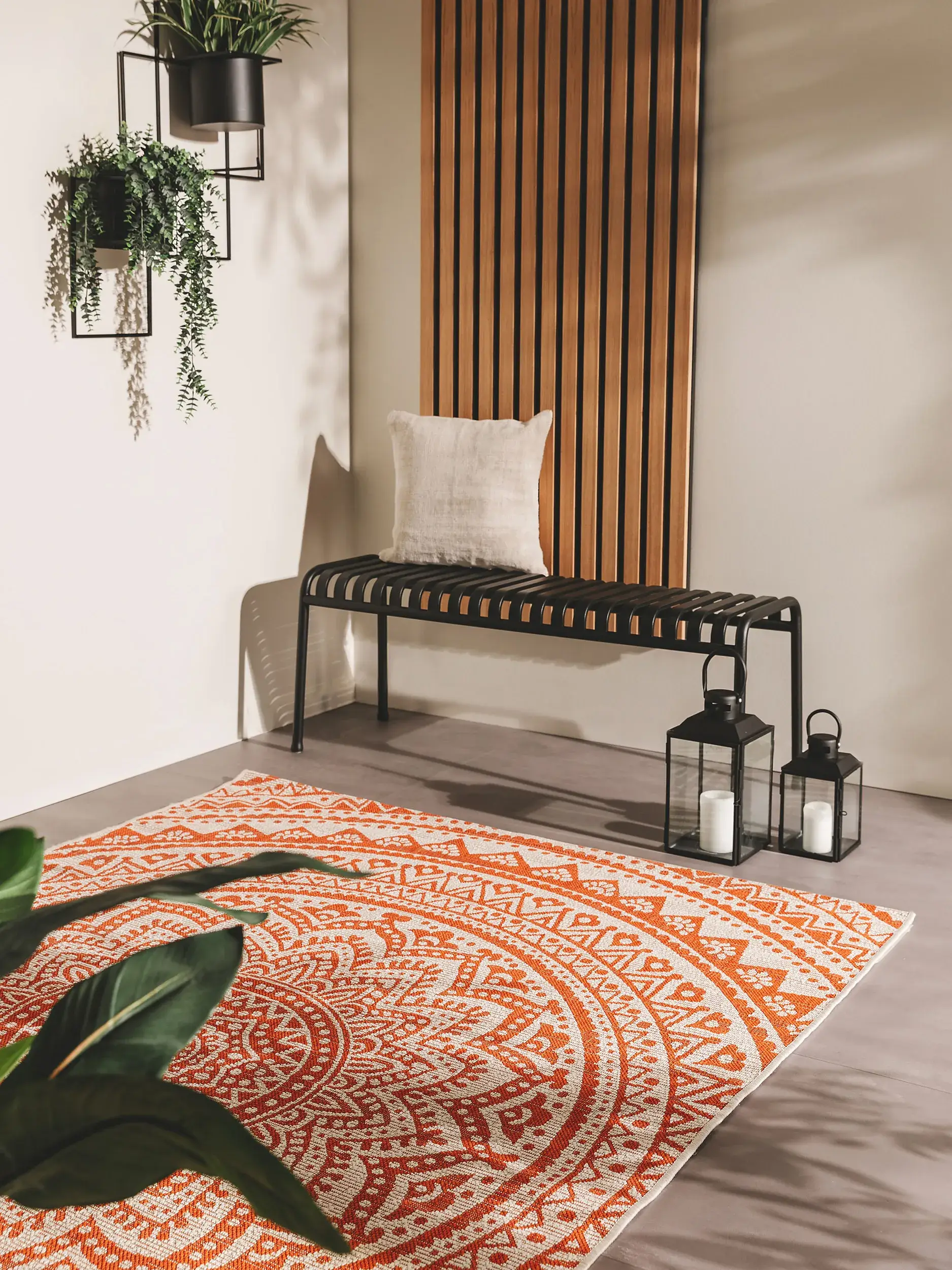 Rug made of 100% Polypropylen in Orange with a 100% Polypropylen high pile by benuta Nest