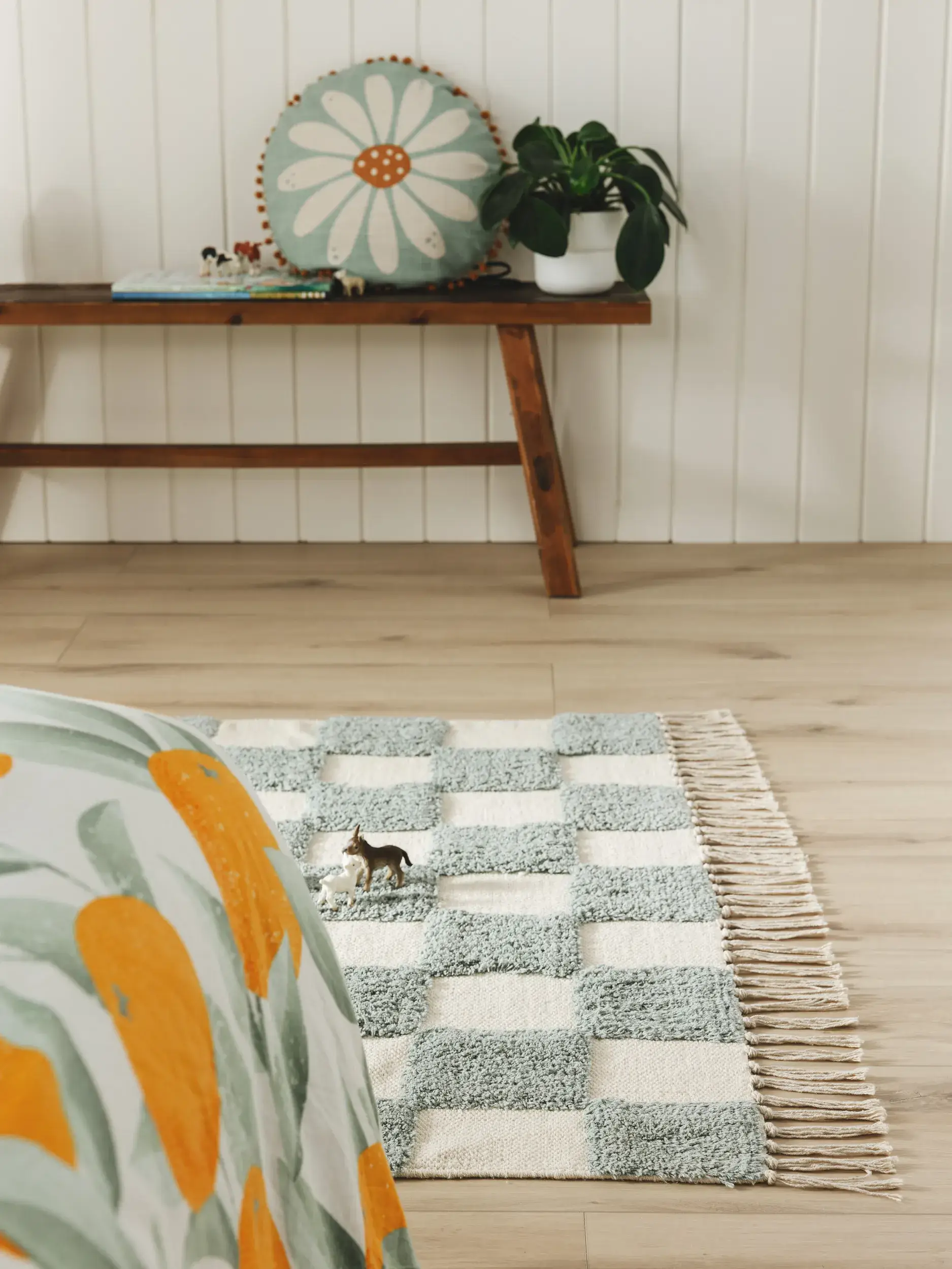 Teppich aus 100% Baumwolle in Blau mit 100% Baumwolle hohem Flor von Lytte