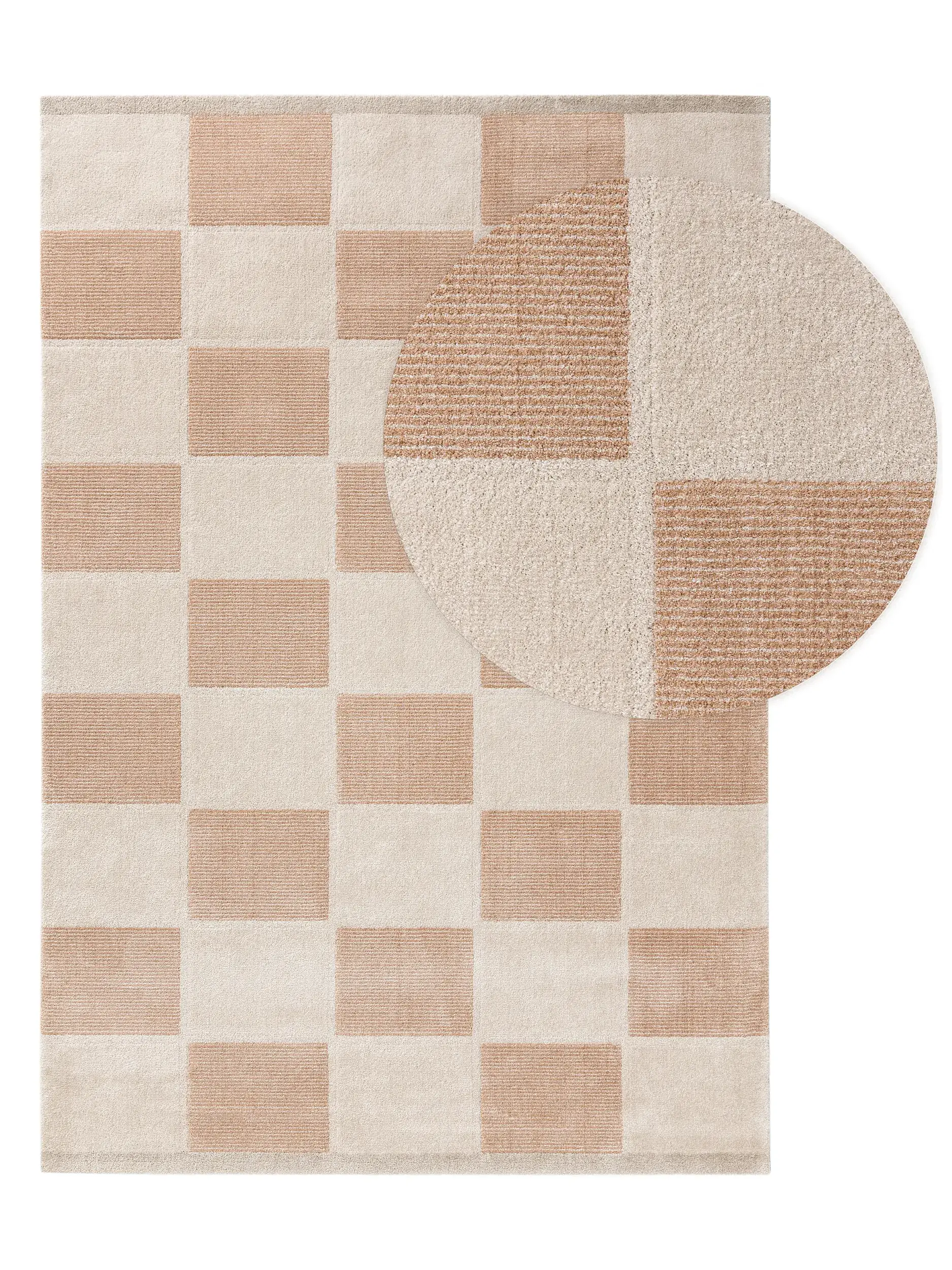 Teppich aus 100% Polyester in Beige mit 100% Polyester hohem Flor von benuta Nest
