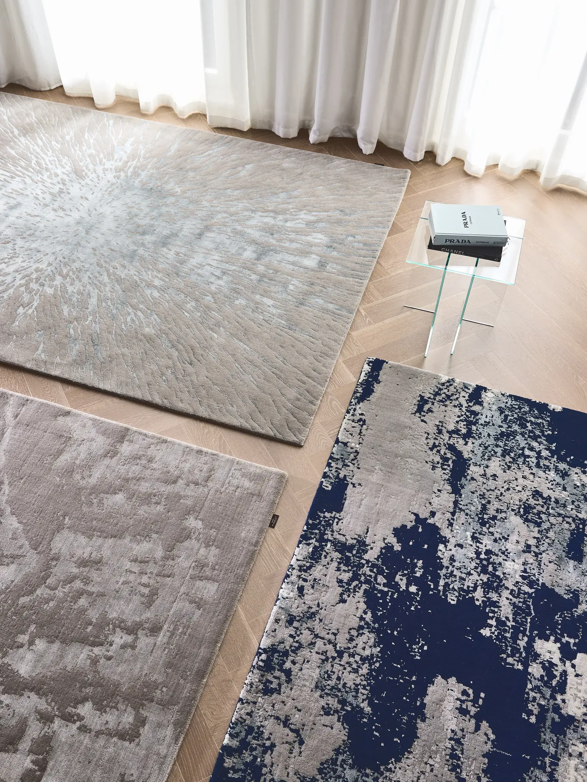 Rug made of 100% Viscose in Grey with a 100% Viscose high pile by benuta Finest