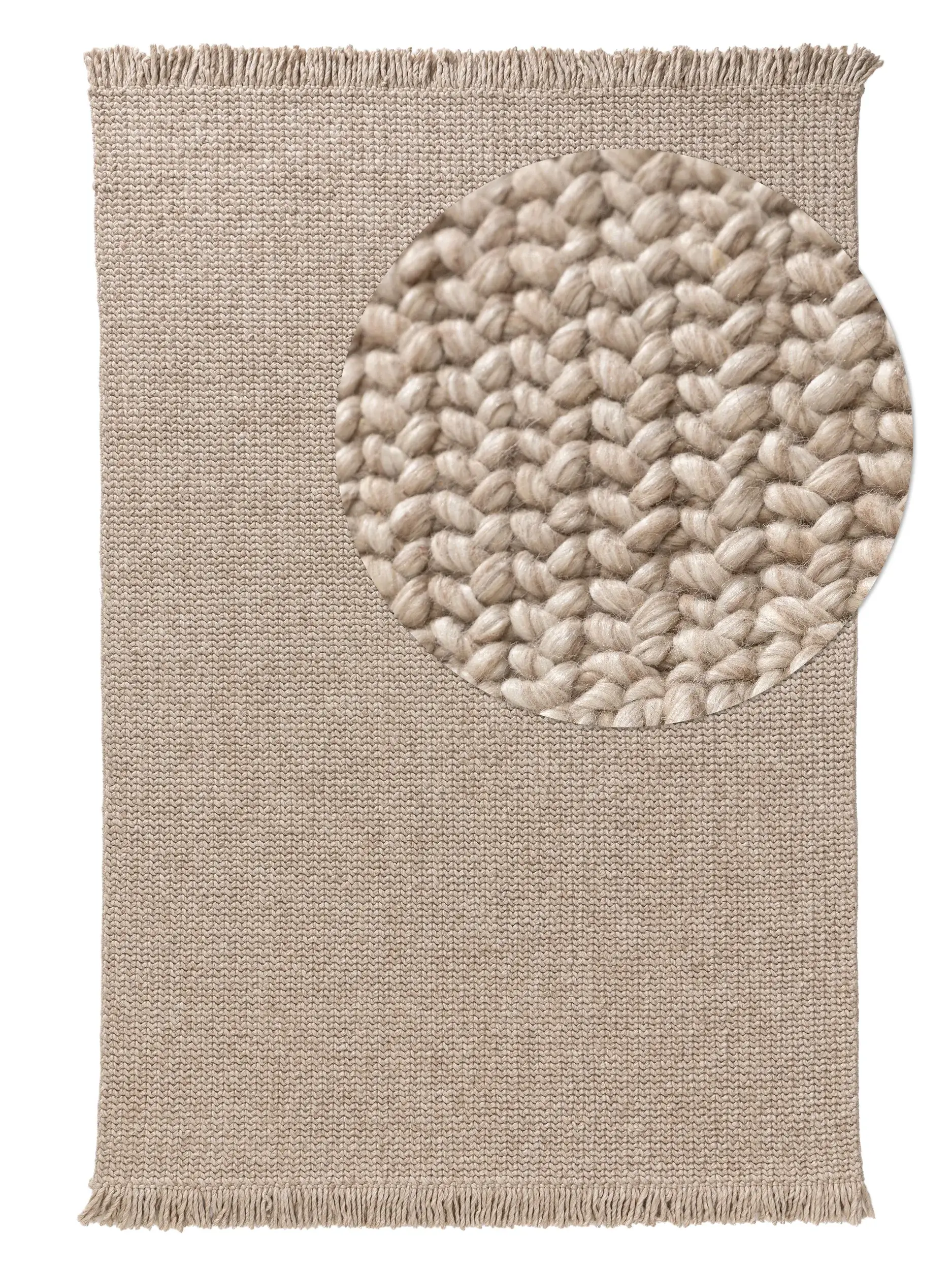 Rug made of 60% Wolle, 40% Polyester in Beige with a 60% Wolle, 40% Polyester high pile by benuta Pure