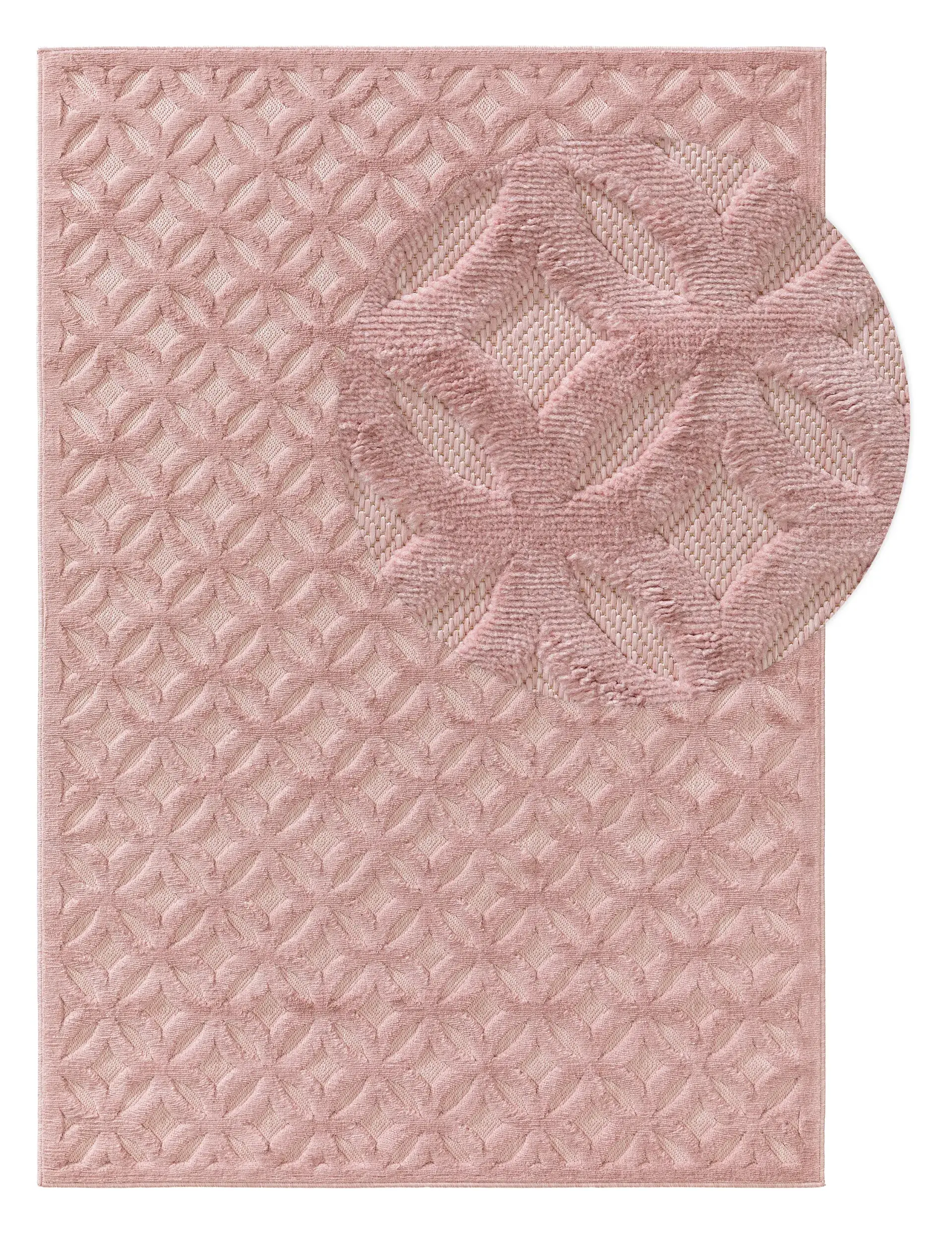Rug made of 100% Polypropylen in Rosa with a 100% Polypropylen high pile by benuta Nest
