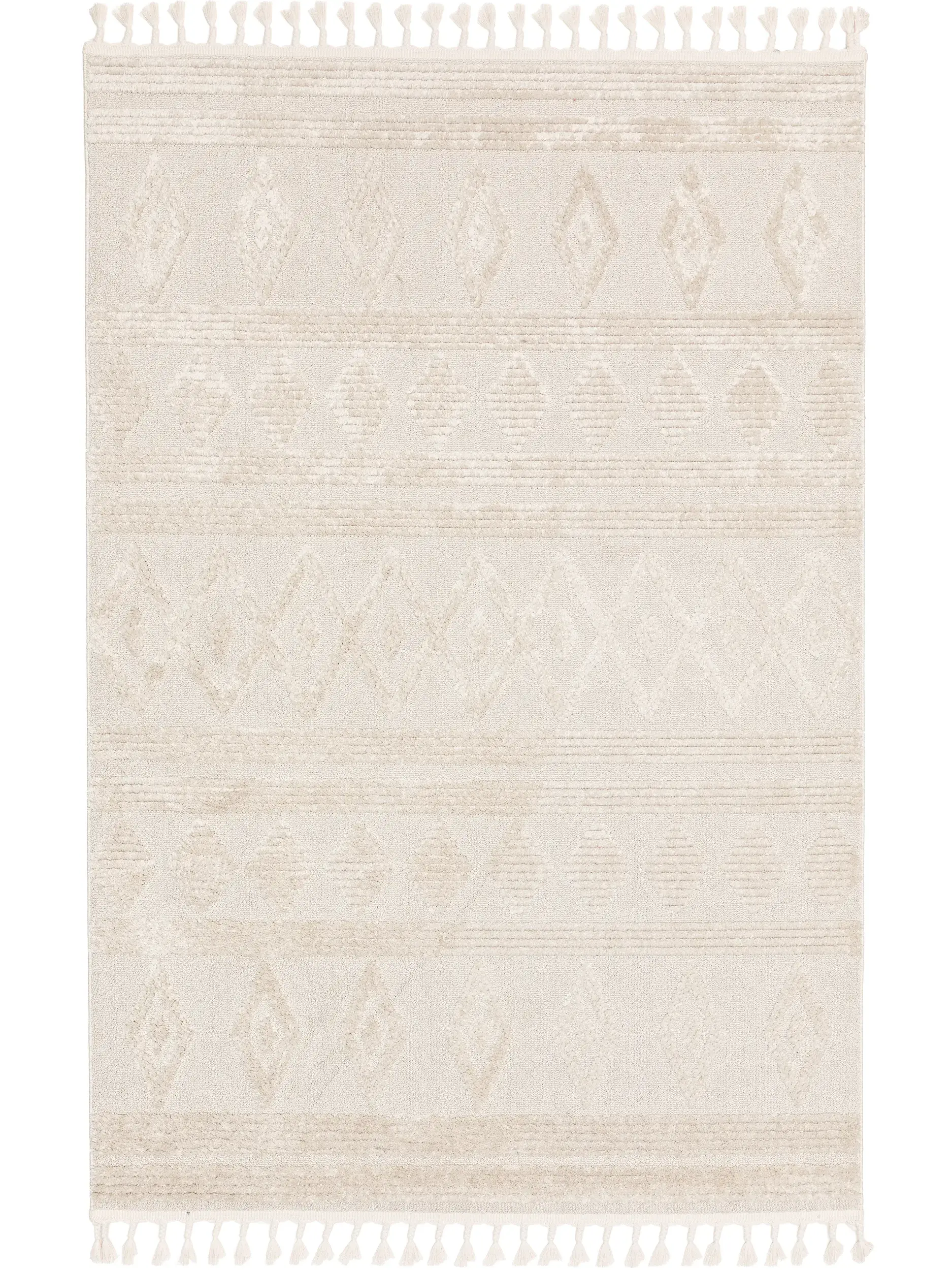 Tapijt van 100% Polyester in Beige met een 100% Polyester hoge pool van benuta POP