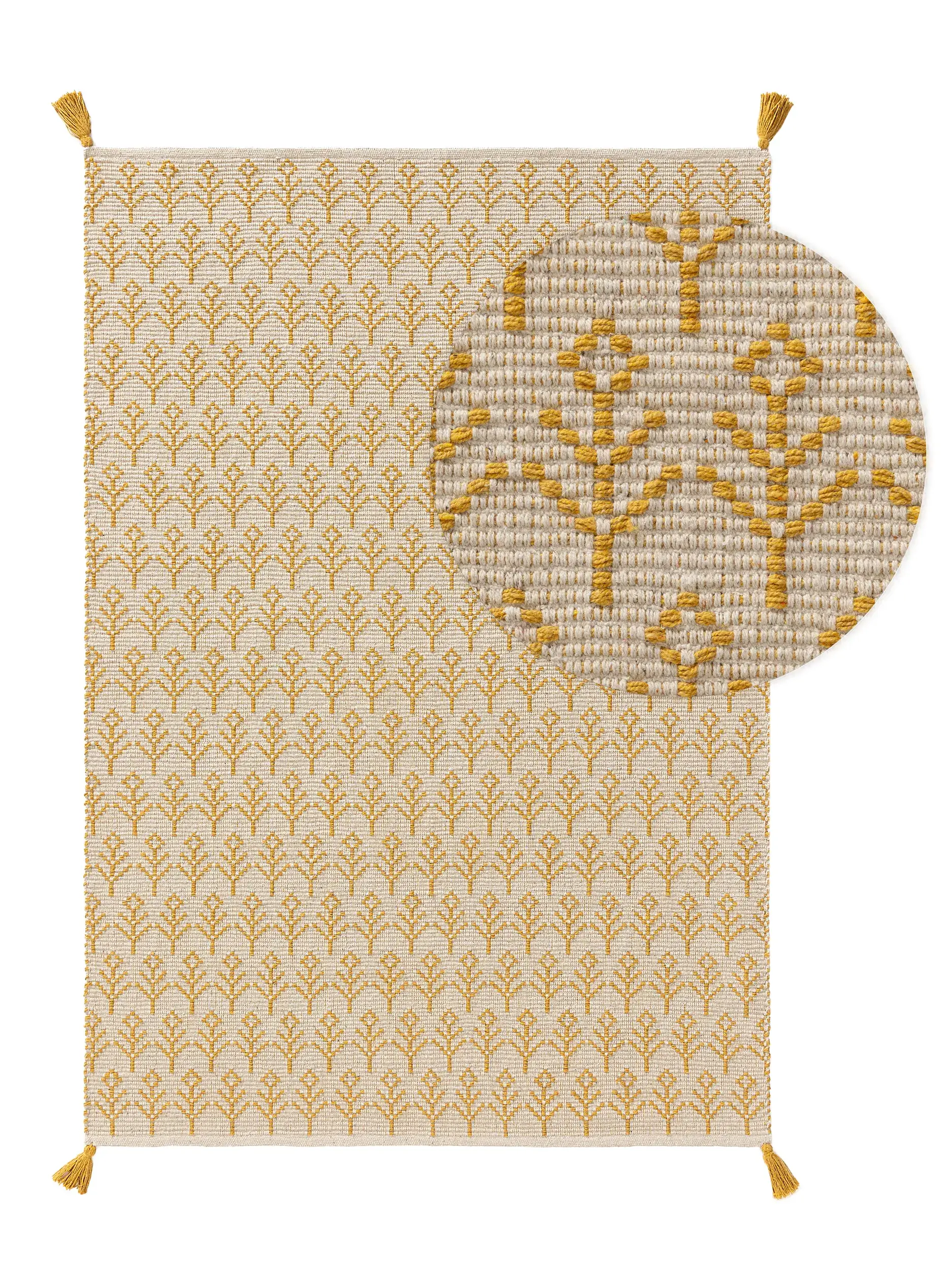 Alfombra de 60% Algodón (reciclado), 40% Poliéster en Amarillo con un pelo de {{Placeholder_Pile Height}} de altura de Lytte