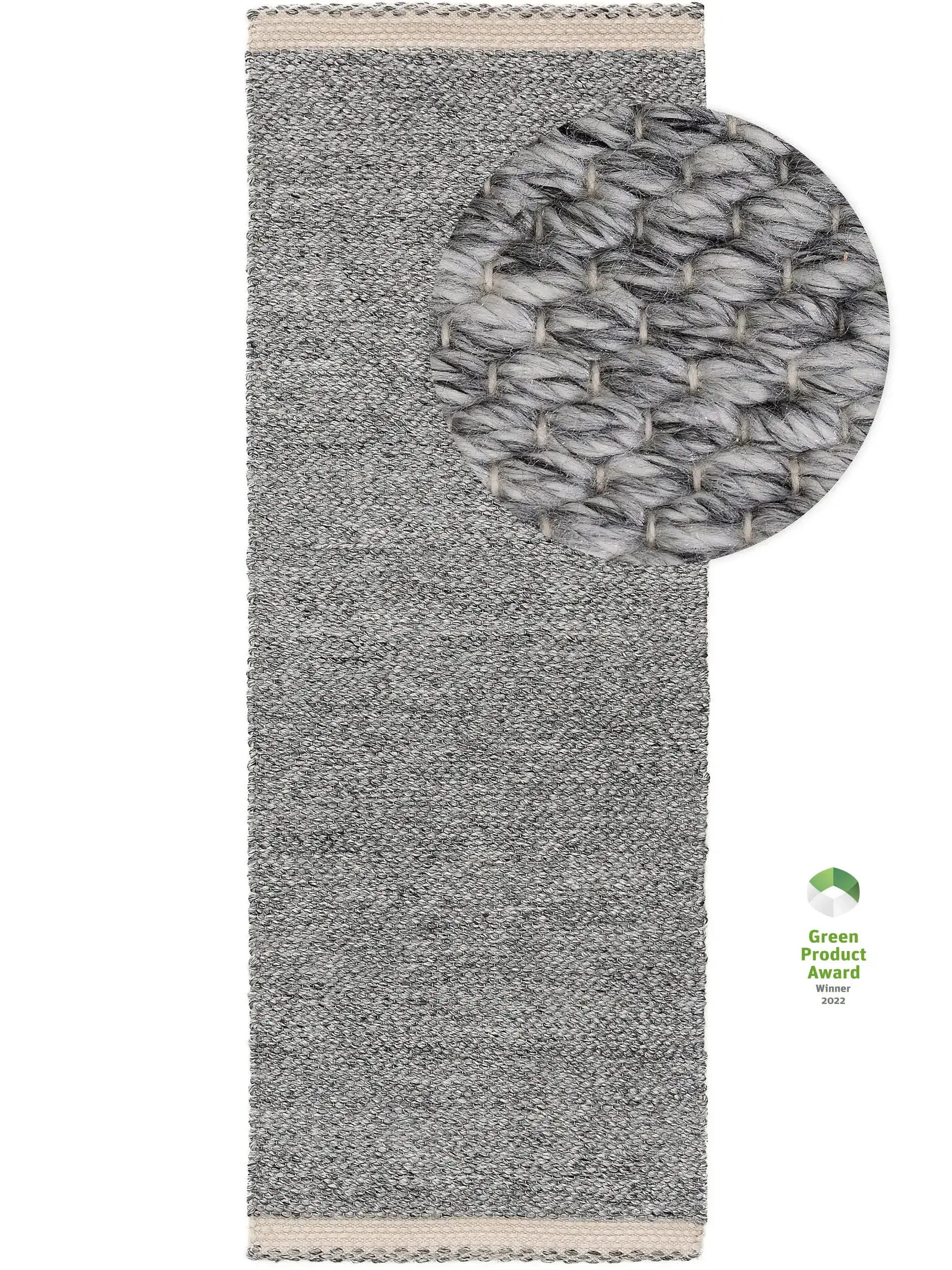 Matto 100% Polyester (recyceltes PET)a värissä Grau 100% Polyester (recyceltes PET) korkealla nukalla merkiltä benuta Pure