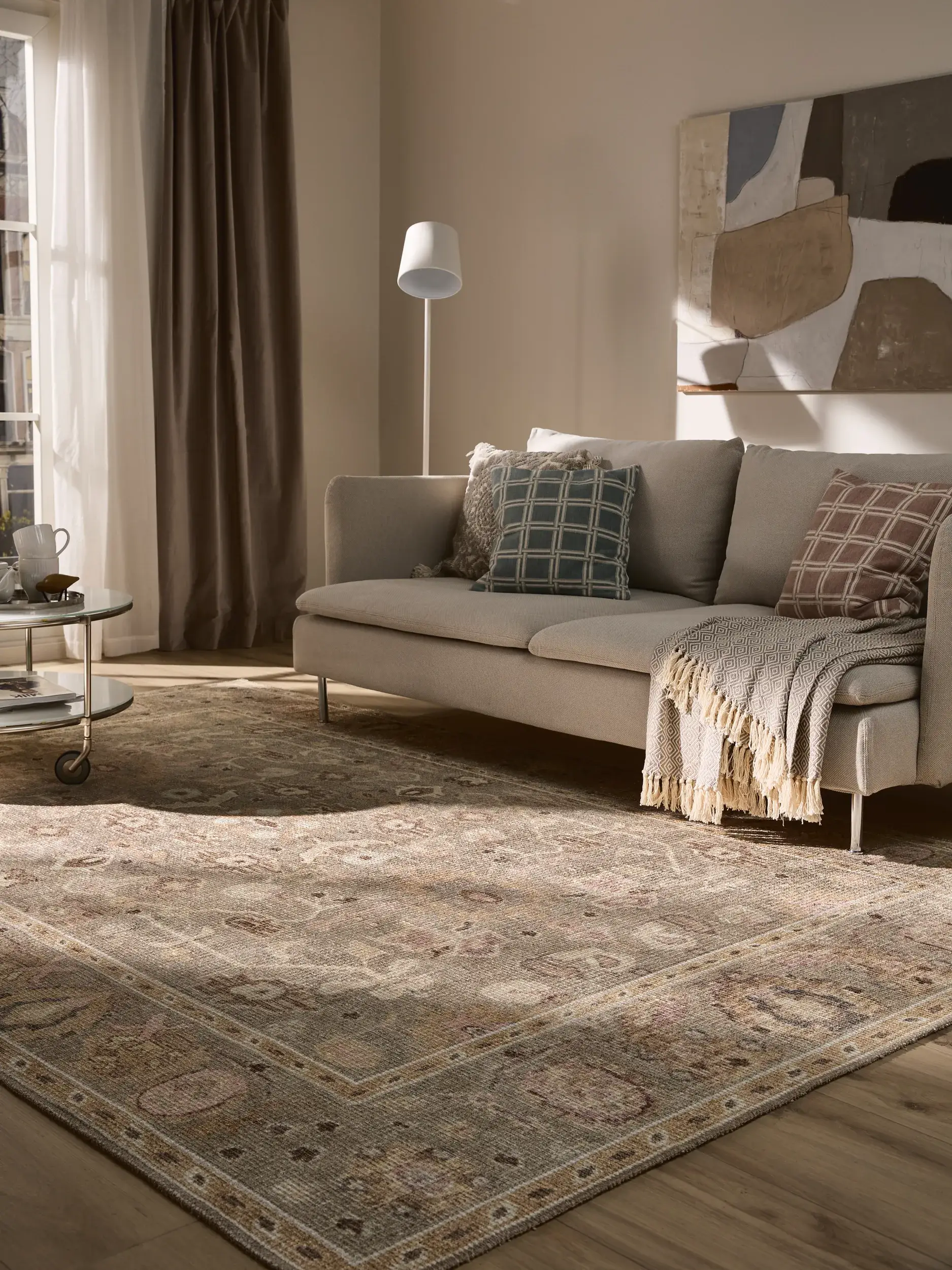 Tapijt van 50% Polyester, 50% Polykatoen in Beige met een 50% Polyester, 50% Polykatoen hoge pool van benuta nest